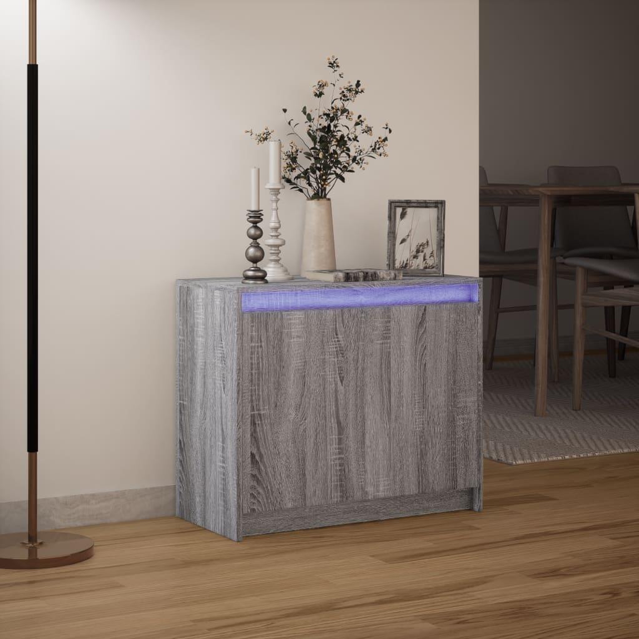 Voir la diapositive 5 : VIDAXL Buffet avec LED sonoma gris 72x34x61 cm bois d'ingenierie