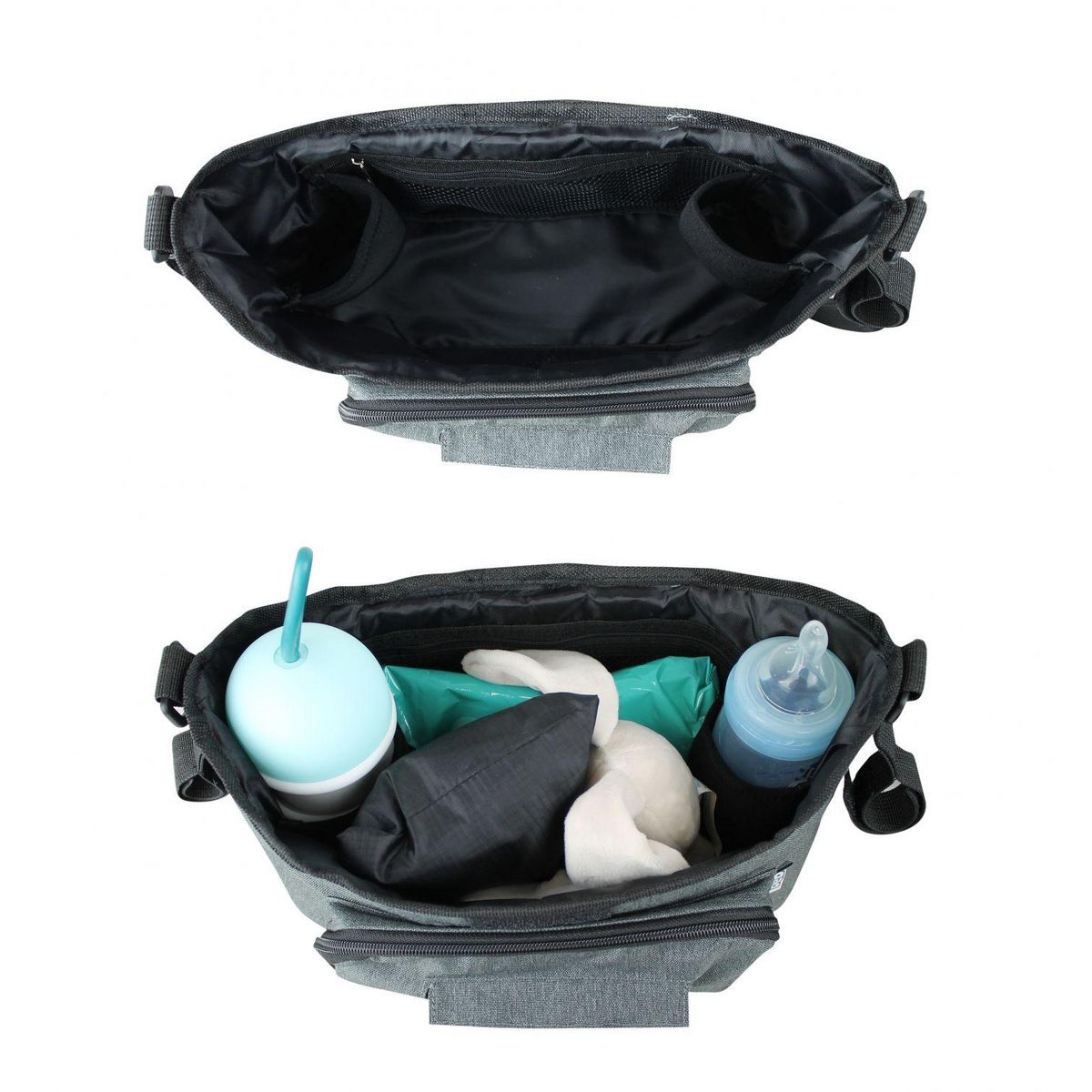 Monsieur Bébé Sac à langer, de rangement pour poussette - 33 x 16 x 18.5 cm - Gris