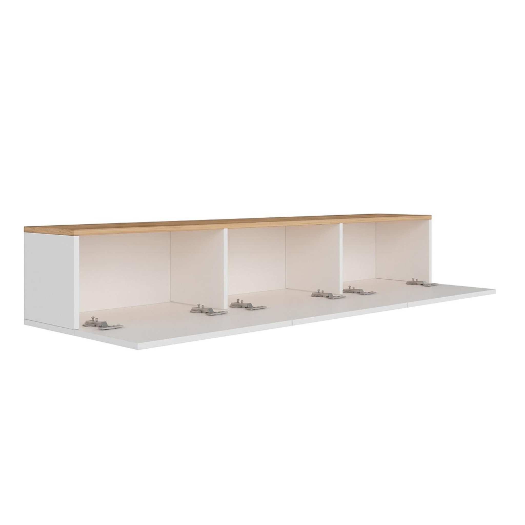 CONCEPT USINE Meuble tv suspendu avec placards 150cm blanc et bois hal
