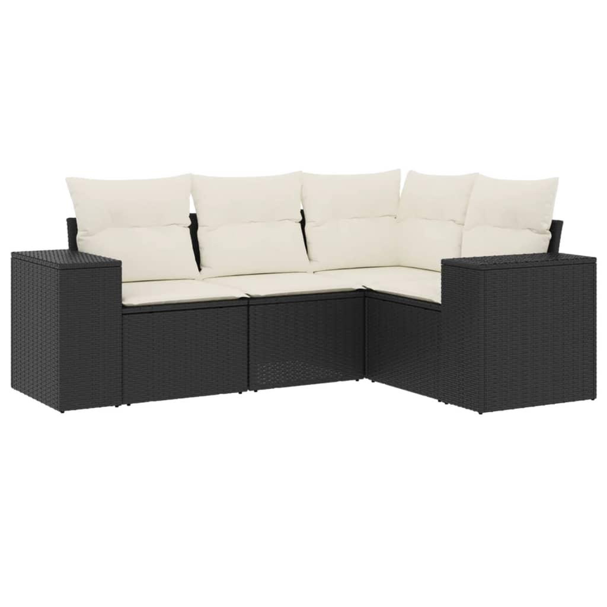 Voir la diapositive 2 : VIDAXL Salon de jardin 4 pcs avec coussins noir resine tressee