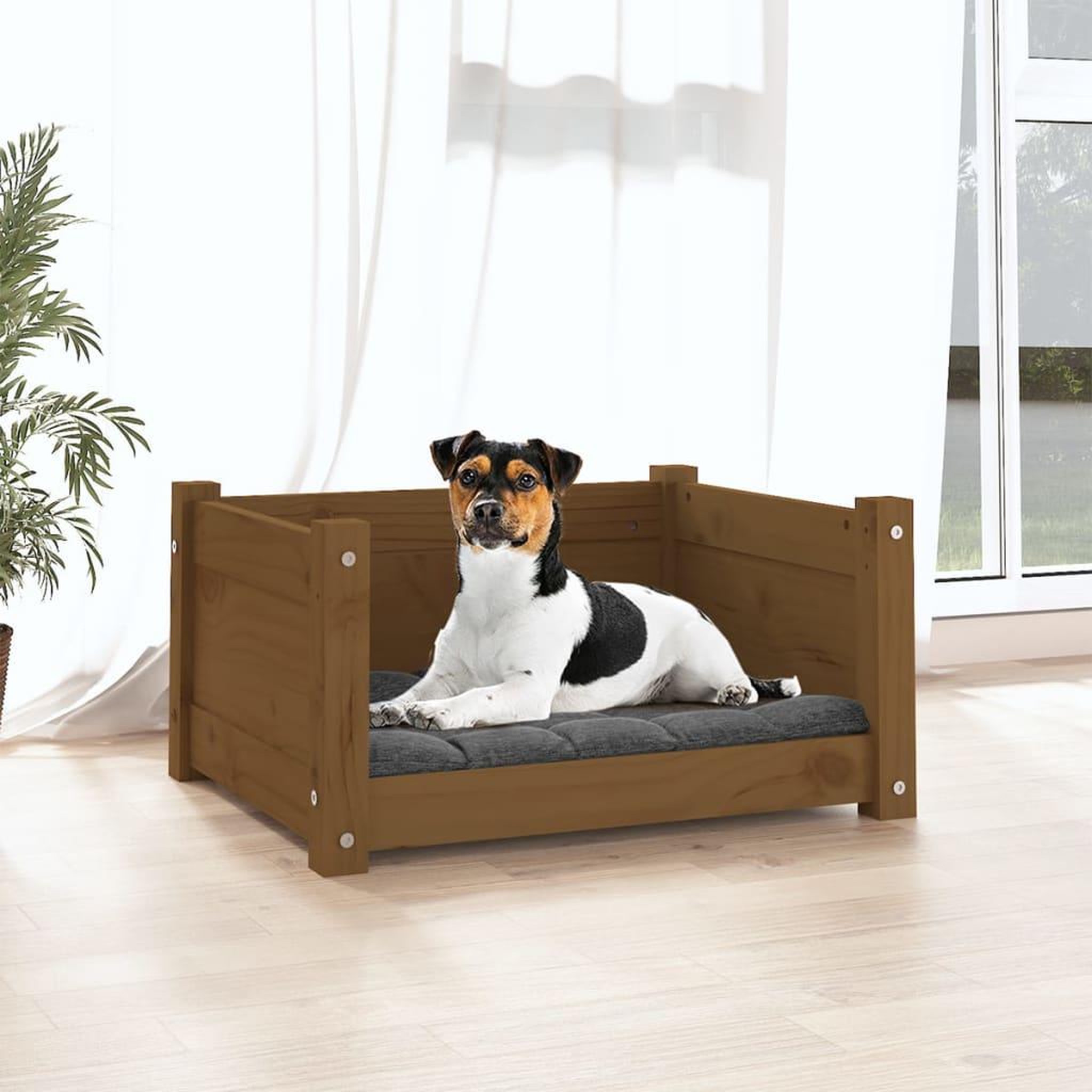 Voir la diapositive 3 : VIDAXL Lit pour chien Marron miel 55,5x45,5x28 cm Bois massif de pin