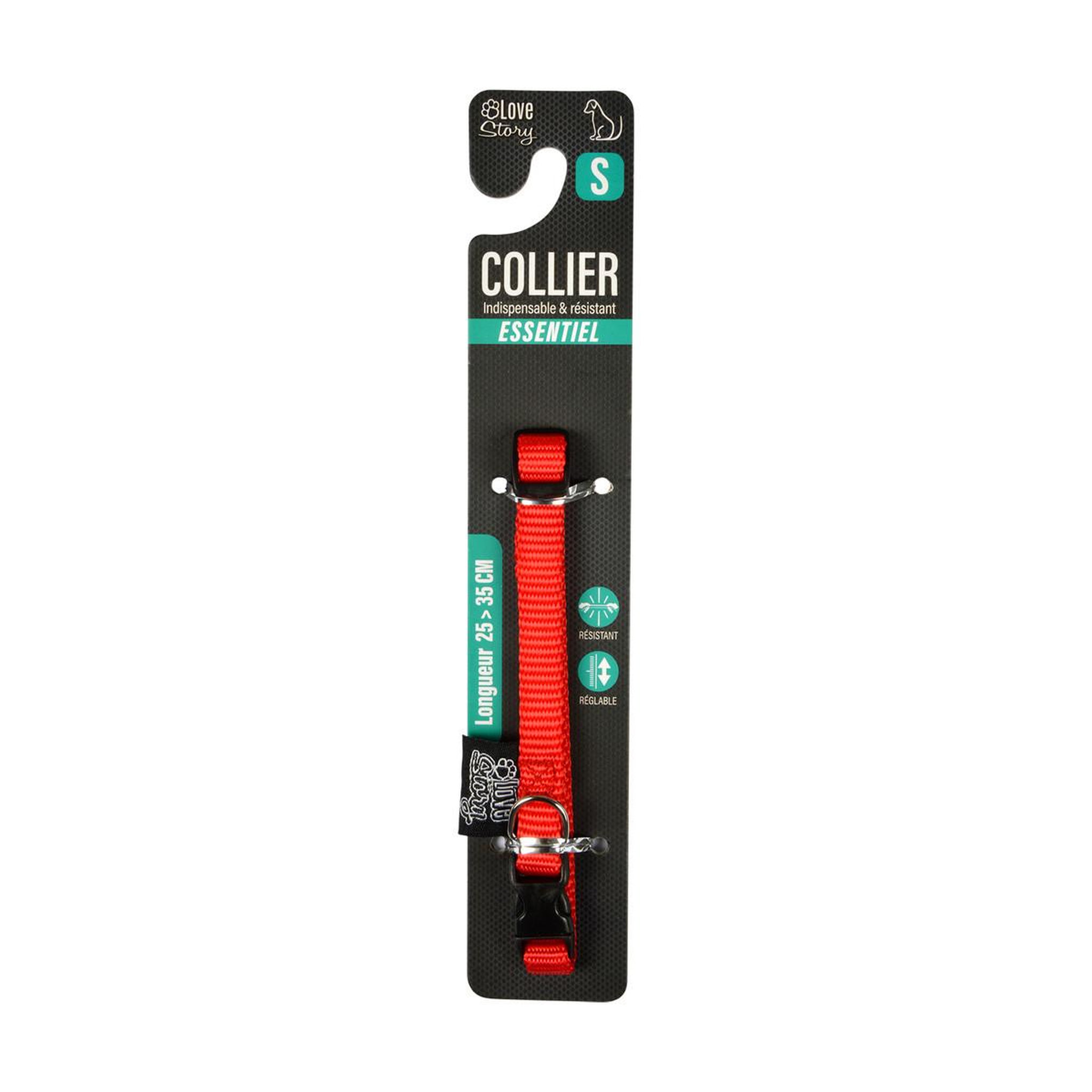Voir la diapositive 2 : LOVE STORY Collier réglable chien  essentiel  25-35cm rouge