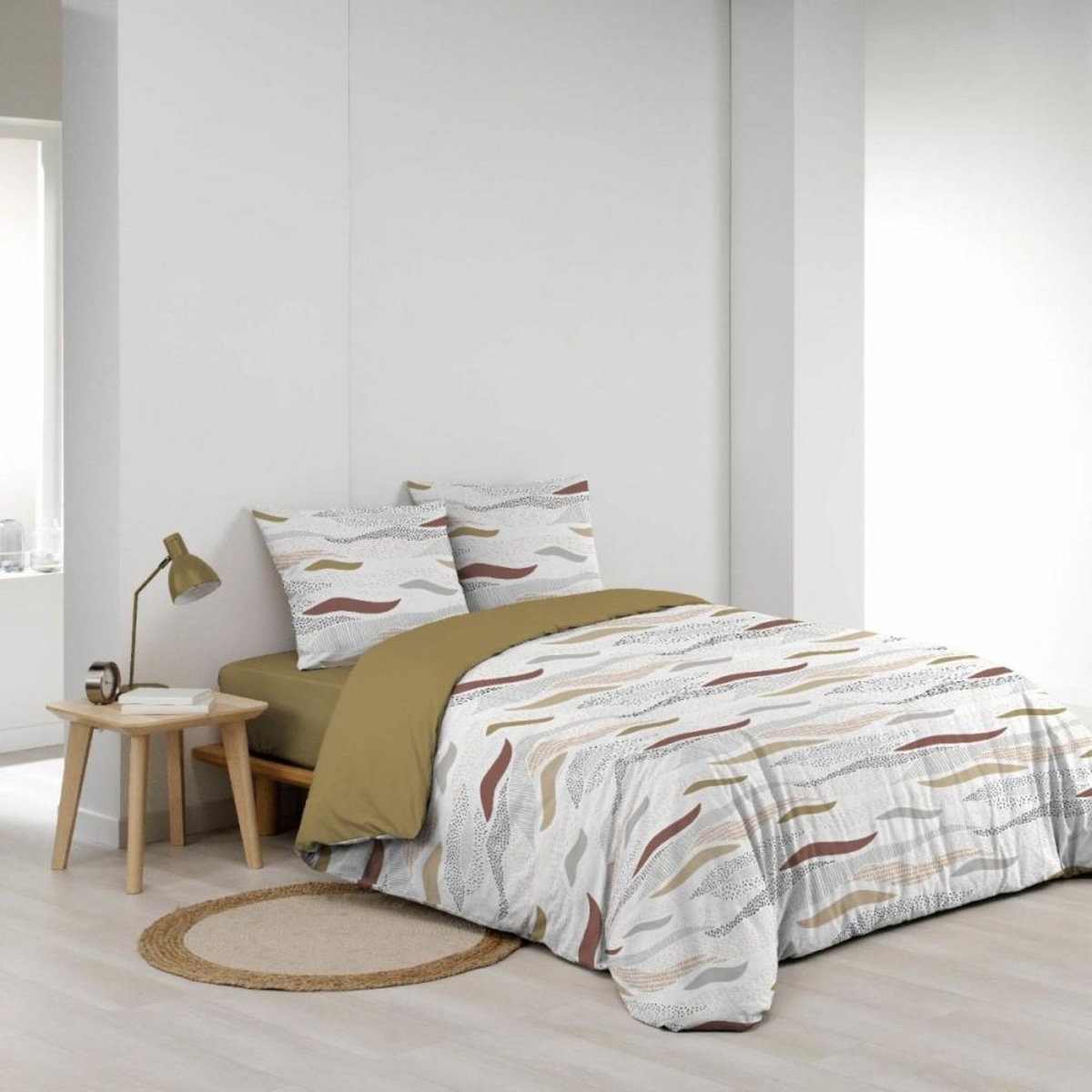 Douceur d'Intérieur Housse de couette 240x220 + 2 taies imprimées VAGUES