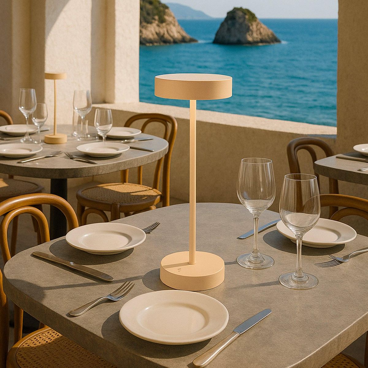 Lumisky Lampe LED design SANDY Beige Aluminium H33cm