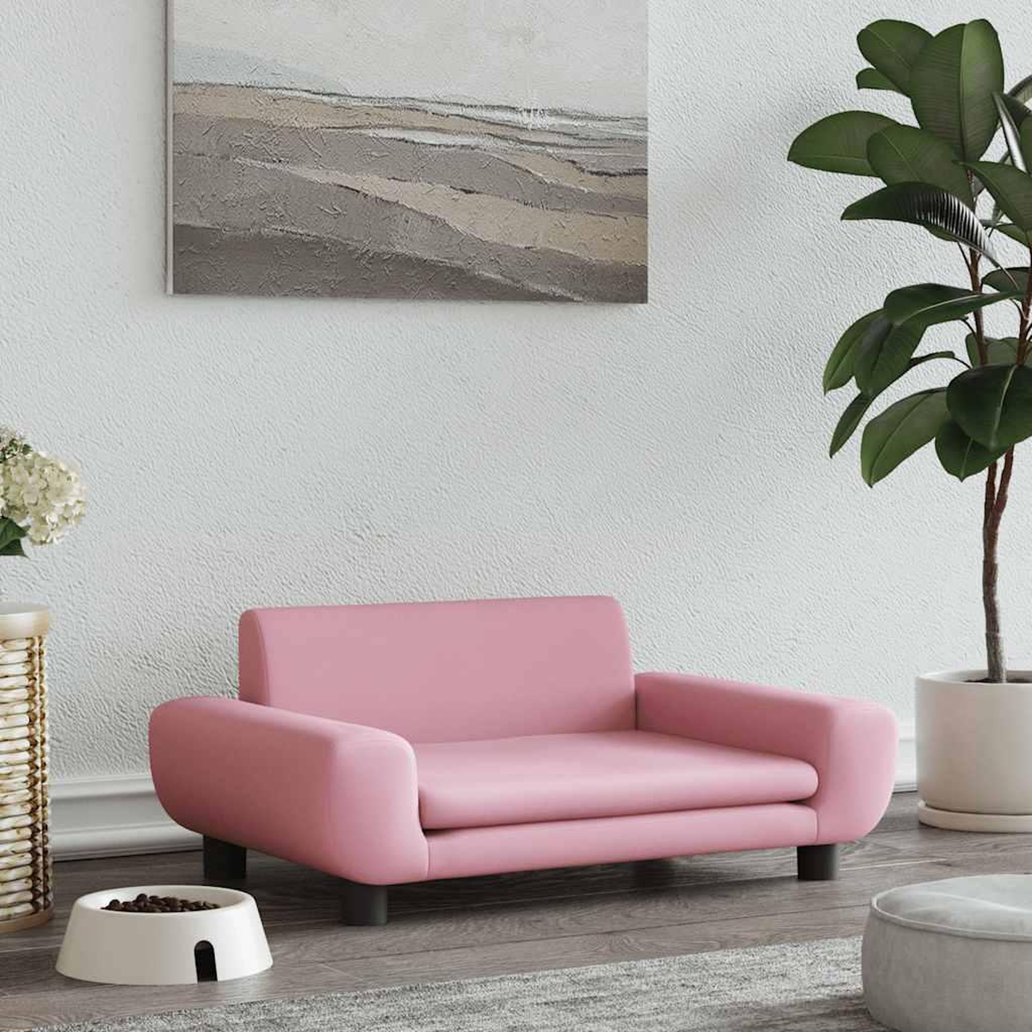 VIDAXL Lit pour chien rose 70x45x33 cm velours