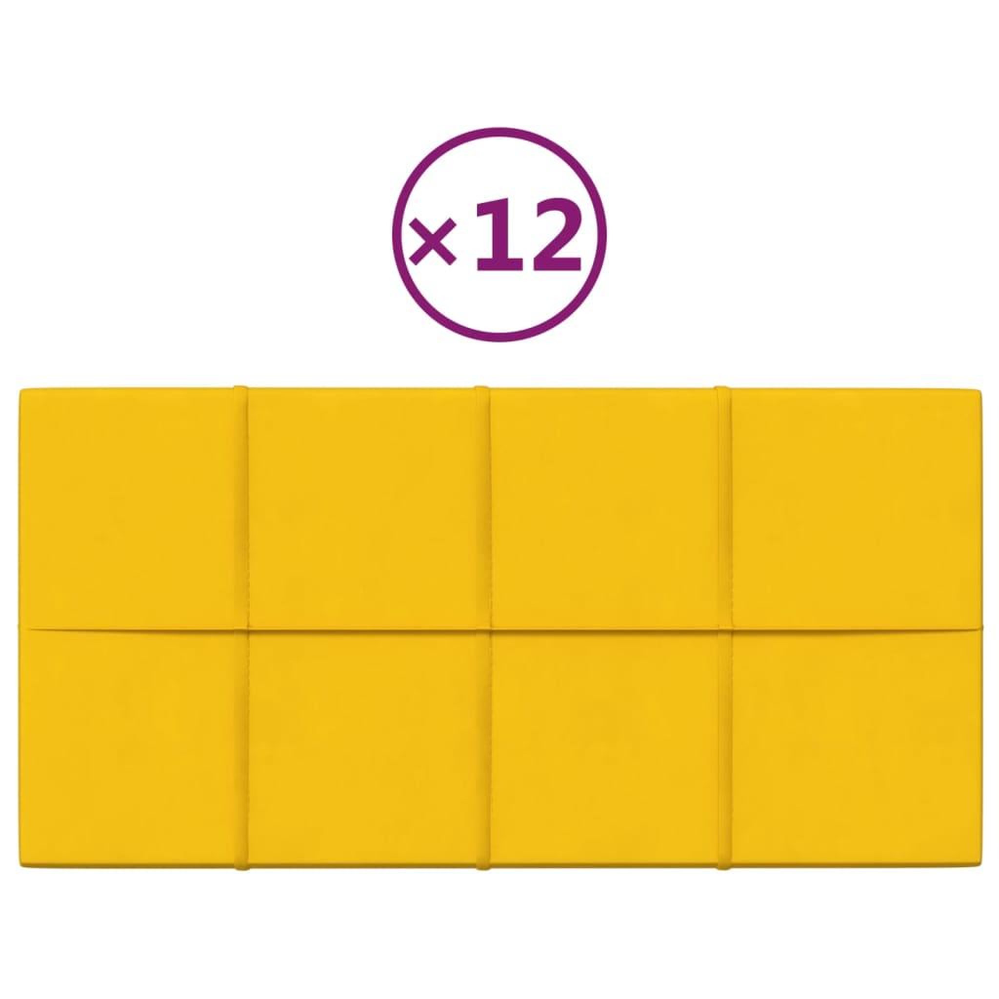 Voir la diapositive 2 : VIDAXL Panneaux muraux 12 pcs Jaune 60x30 cm Velours 2,16 m^2
