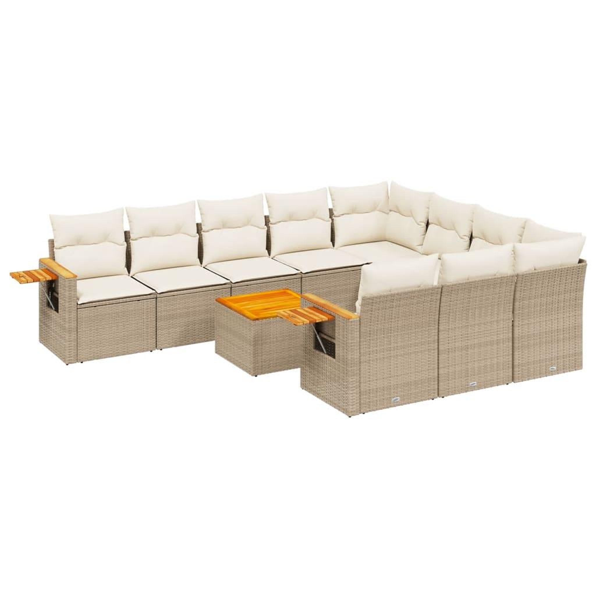 Voir la diapositive 2 : VIDAXL Salon de jardin 11 pcs avec coussins beige resine tressee