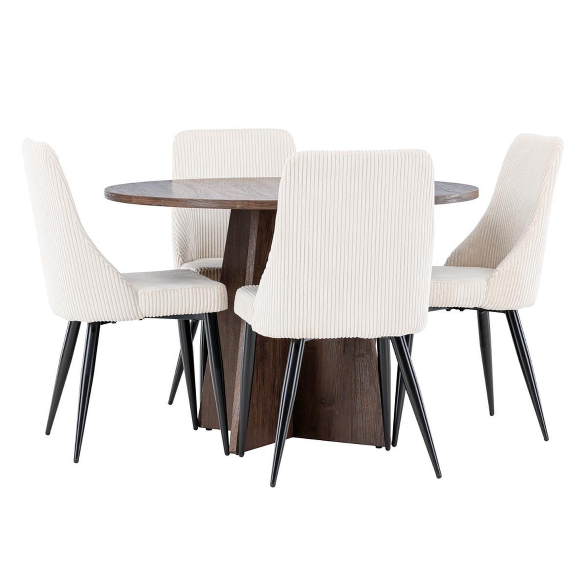 Voir la diapositive 2 : Paris Prix Ensemble table à manger & 4 chaises  bootcut & leone  110cm moka & beige