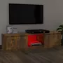 VIDAXL Meuble TV avec lumieres LED Chene fume 140x40x35,5 cm