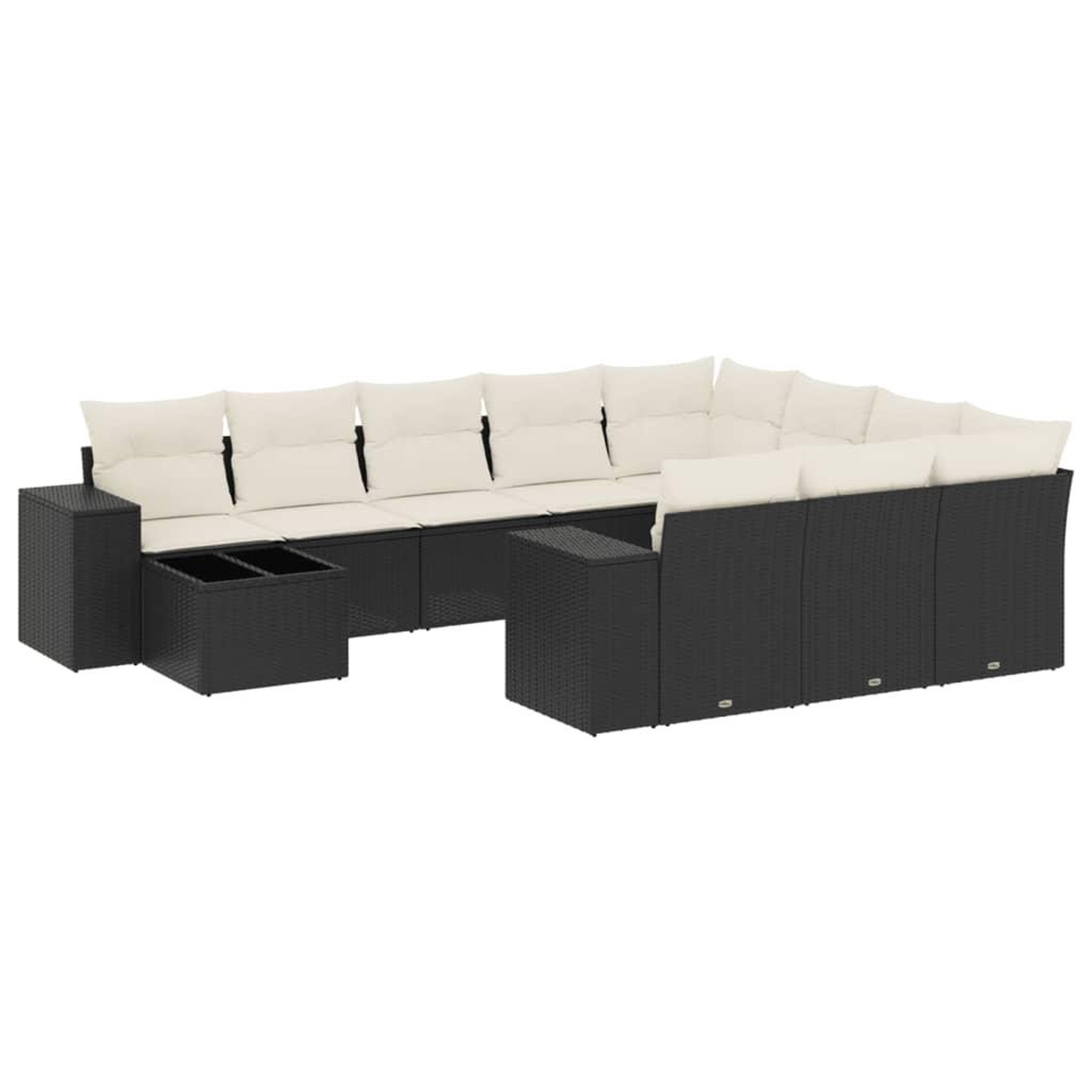 Voir la diapositive 2 : VIDAXL Salon de jardin 11 pcs avec coussins noir resine tressee