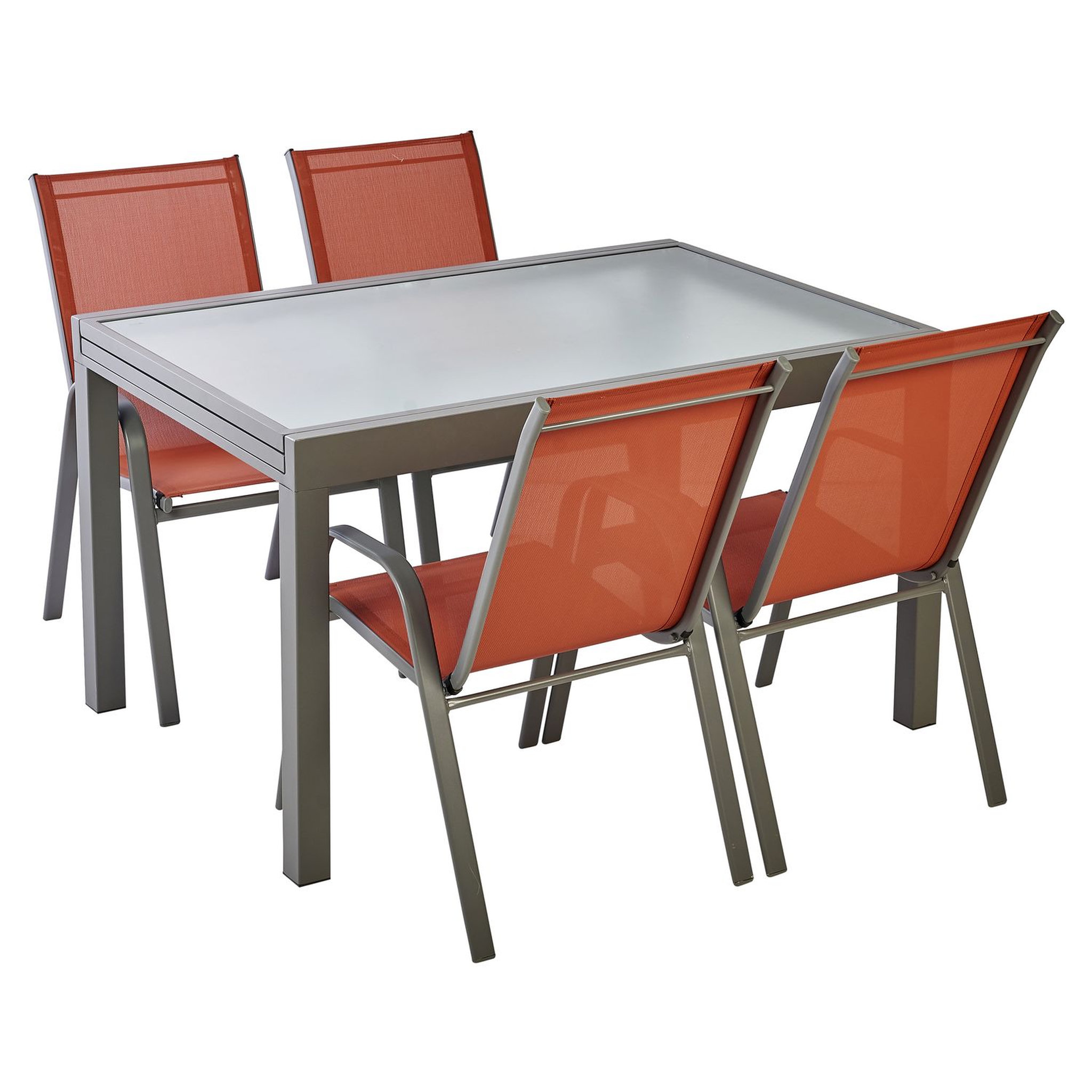 Voir la diapositive 4 : GARDENSTAR Fauteuil de jardin empilable - Acier/textilène - Terracotta