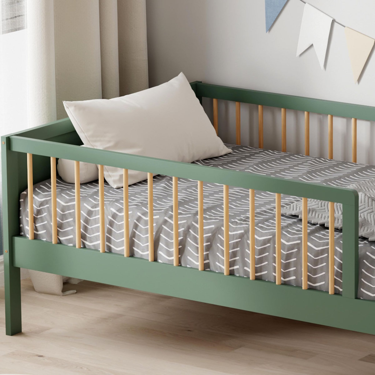 MINEA MINEA | Lit avec barrière PEPITO 90x190 cm (matelas non inclus)