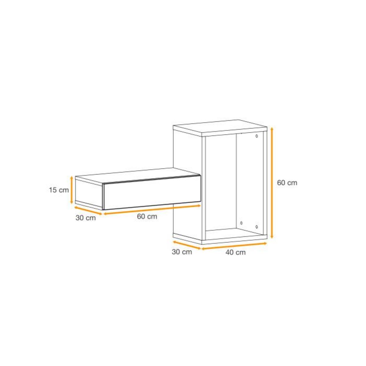 Paris Prix Étagère Murale & Tiroir Design  Easy  100cm Blanc
