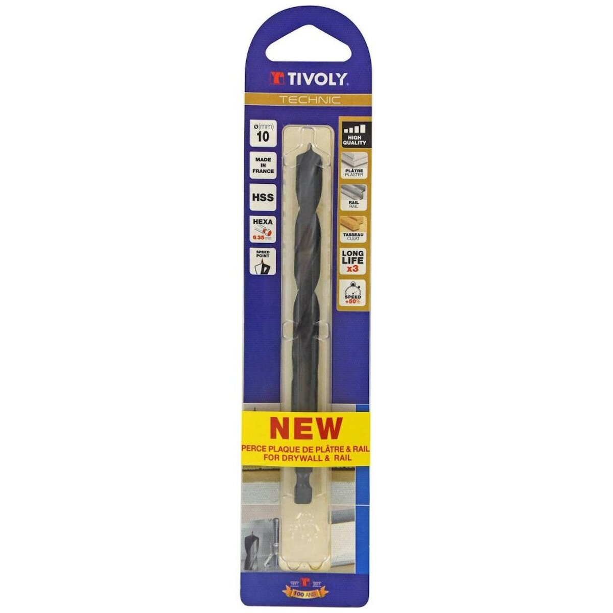 TIVOLY Foret spécial plaque de plâtre, TIVOLY, diam.10 mm, L.125 mm