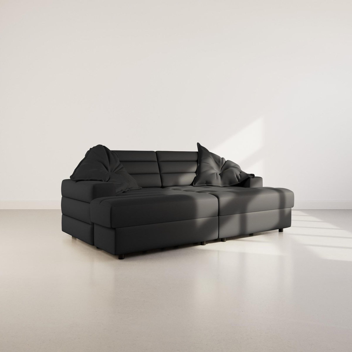 LISA DESIGN Loredana - canapé droit 4 places double méridienne - assise profonde - en tissu texturé