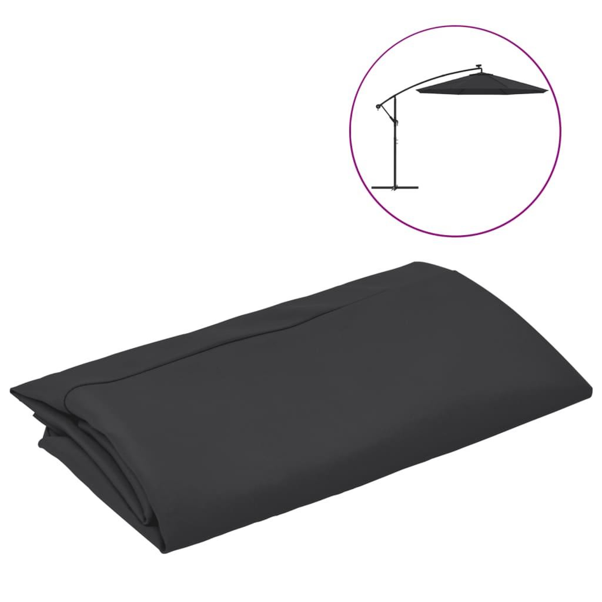 Voir la diapositive 2 : VIDAXL Tissu de remplacement pour parasol deporte Noir 350 cm