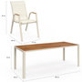 Voir la diapositive 5 : ID MARKET Salon de jardin NOUMEA table 190 cm plateau verre trempé effet bois et 8 chaises empilables beige et bois