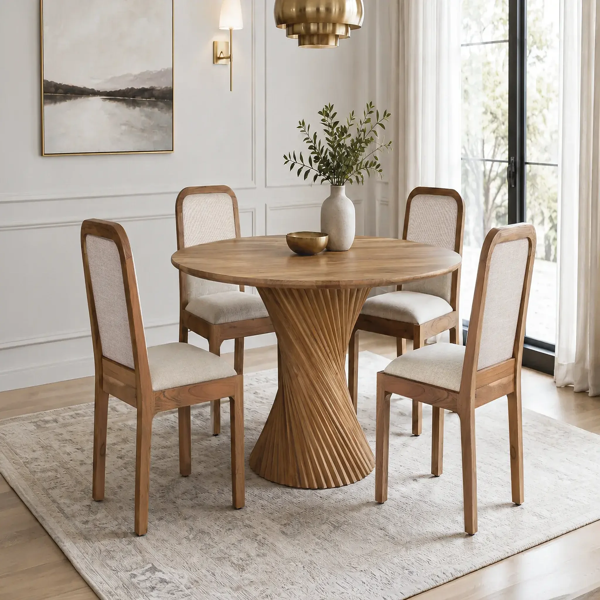Voir la diapositive 2 : GINER Y COLOMER SL Tables à manger en bois d'acacia 130 cm style rustique moderne