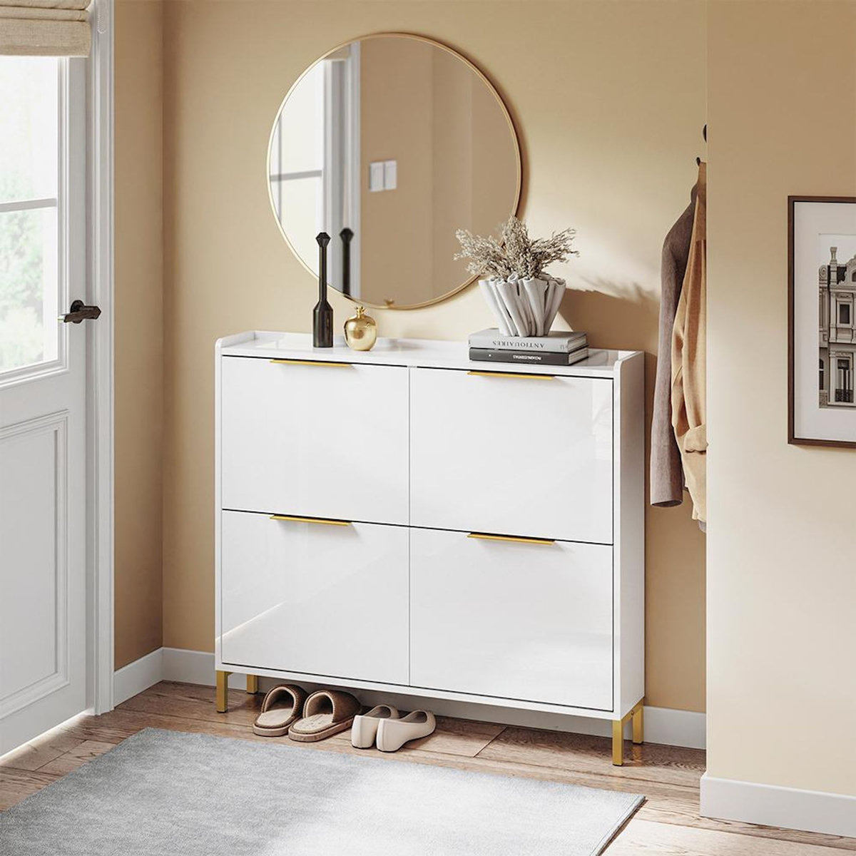 SOBUY SoBuy - Meuble À Chaussures 4 portes - Blanc - 100x48x90cm - Moderne - FSR206-GW