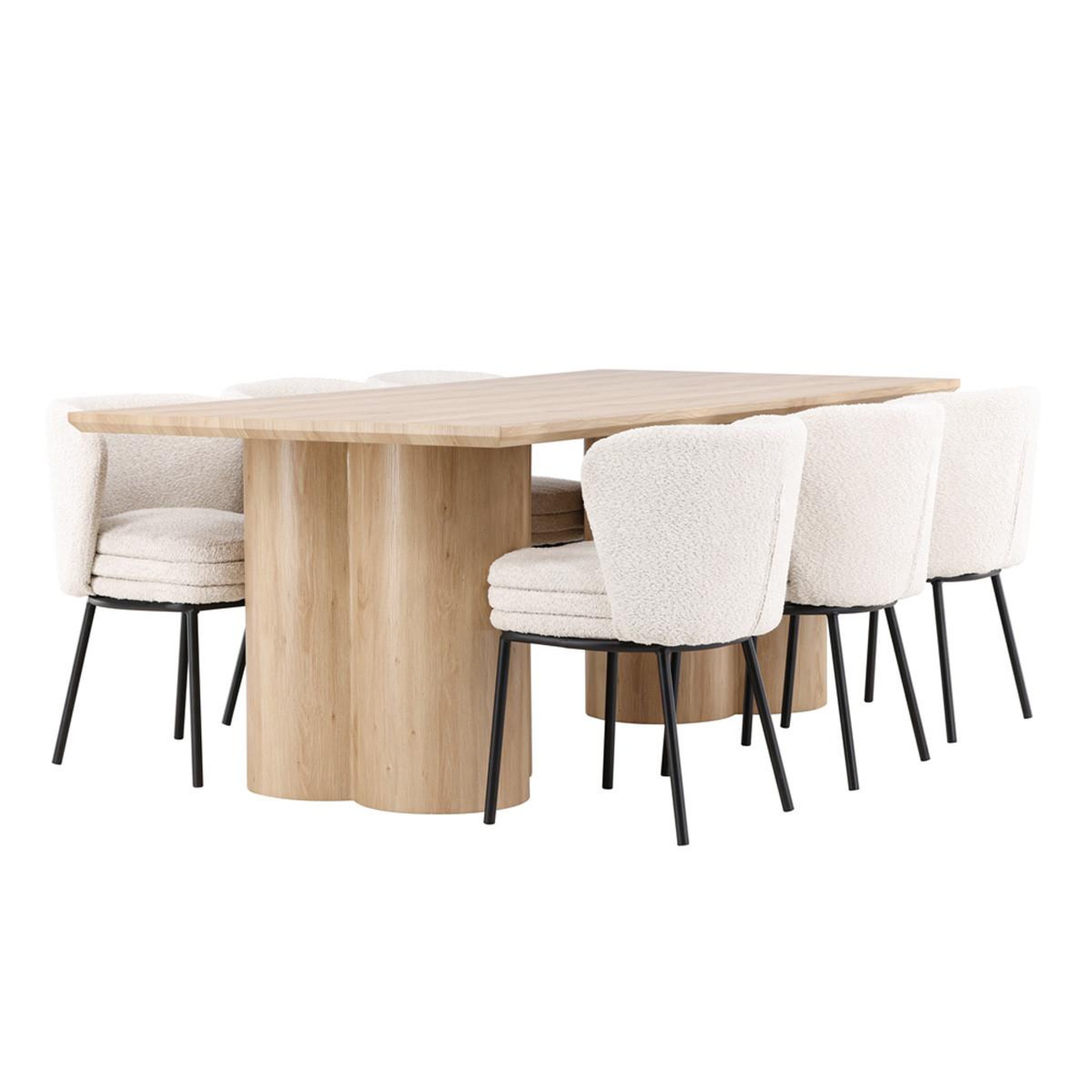 Paris Prix Ensemble table à manger & 6 chaises  olivia & agnes  210cm naturel & blanc