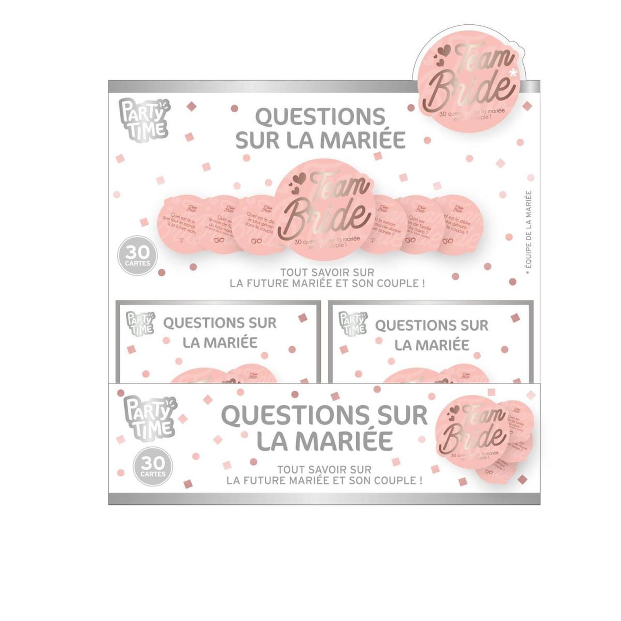 PARTY TIME Jeu de 30 questions  evjf  8cm rose