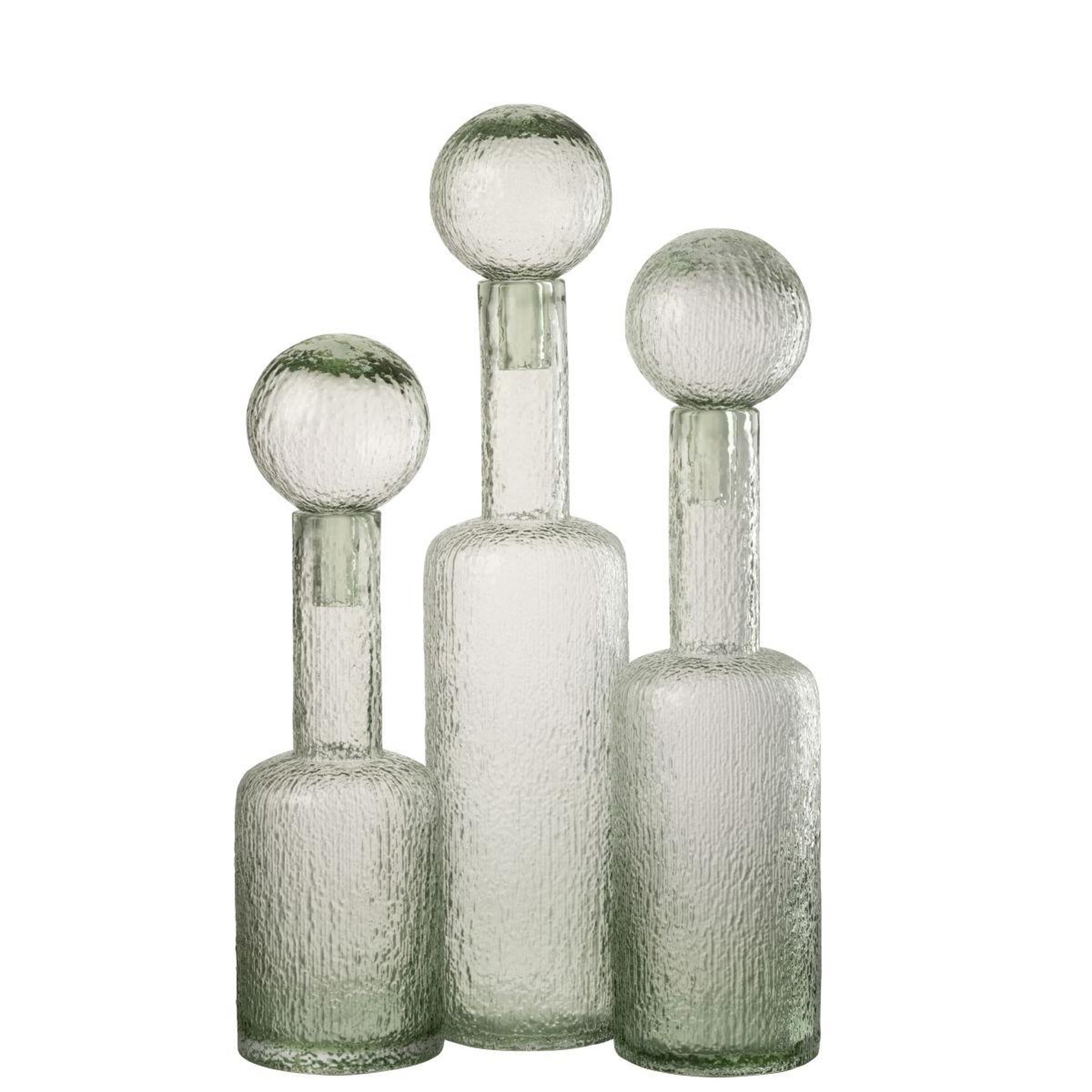Voir la diapositive 3 : J-LINE Bouteille déco en verre  spiaggia  49cm gris vert
