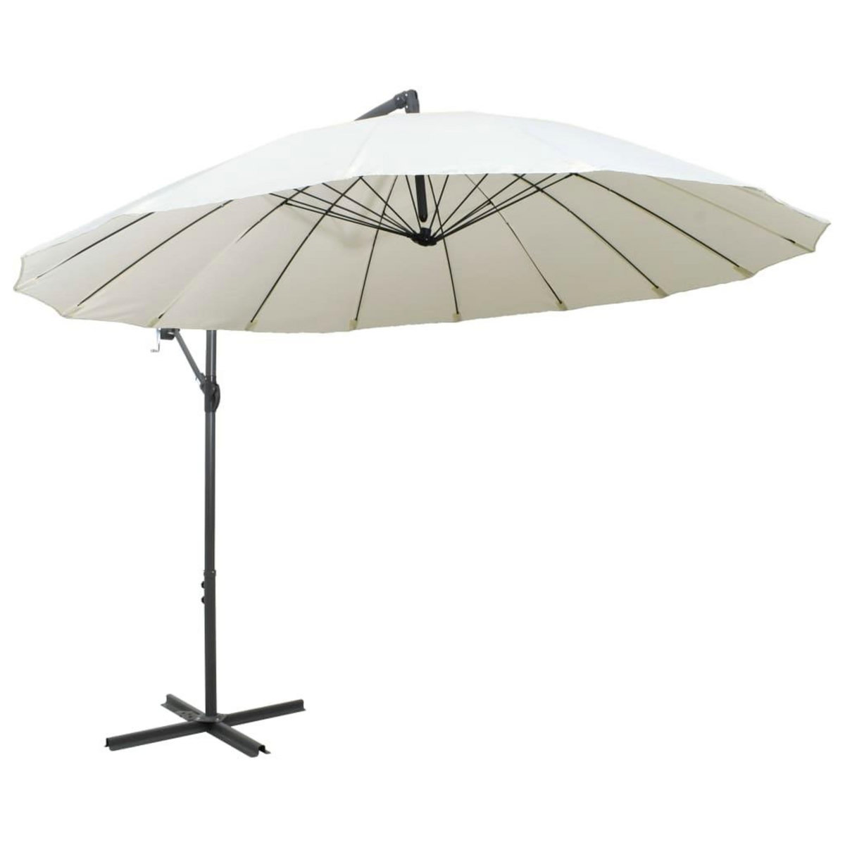VIDAXL Parasol suspendu avec poteau en aluminium Blanc 3 m