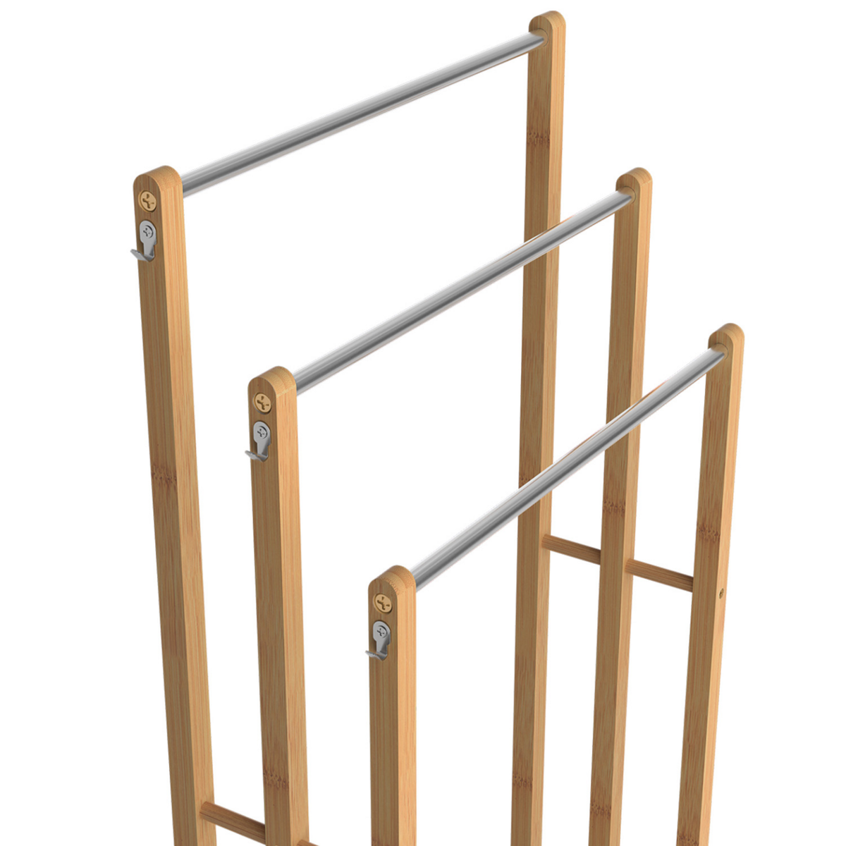 ID MARKET Porte-serviettes sur pied 3 niveaux RITA en bambou