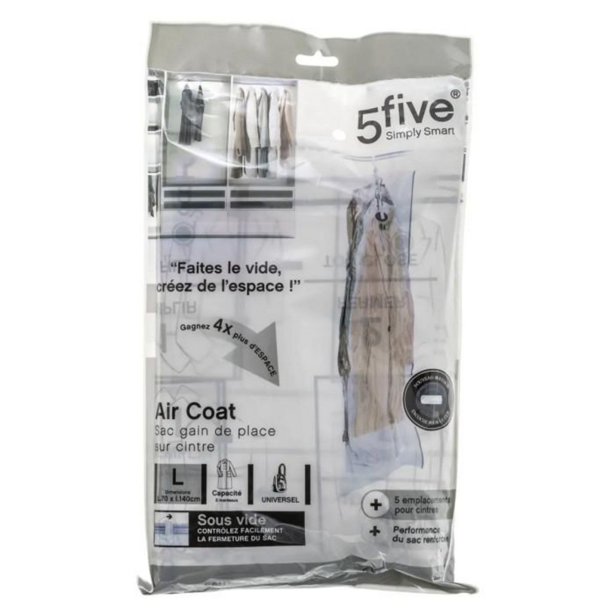 FIVE Sac Compresseur & Cintre  Carry  140cm Transparent