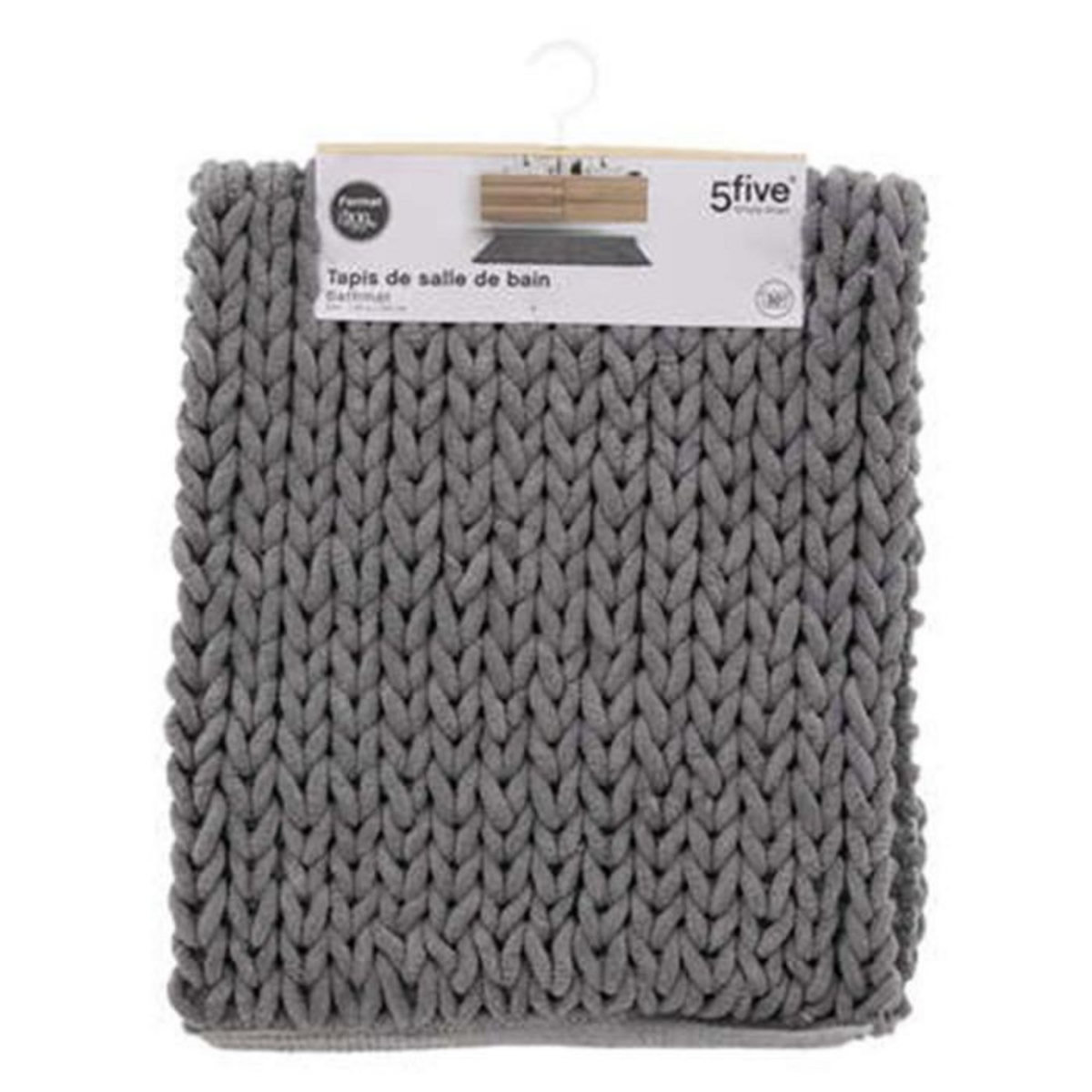 FIVE Tapis de Salle de Bain  Tissé Épais  50x120cm Gris