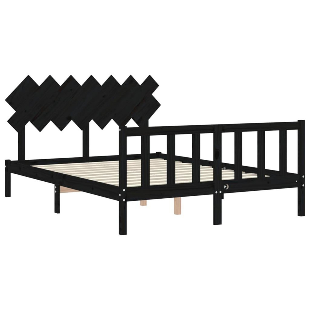 VIDAXL Cadre de lit sans matelas noir 140x190 cm bois de pin massif