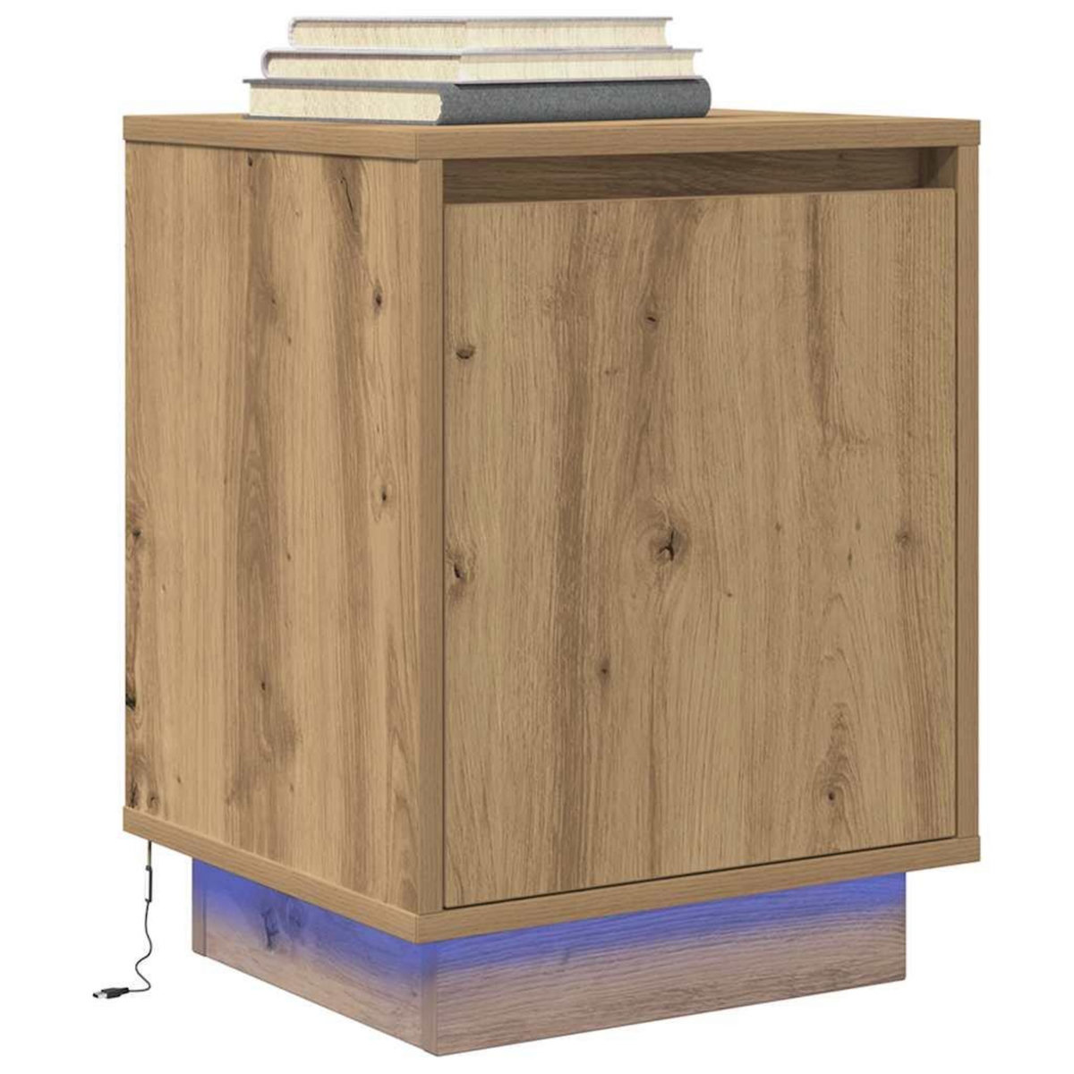 VIDAXL Armoire de chevet et lumieres LED chene artisanal 38x34x50 cm
