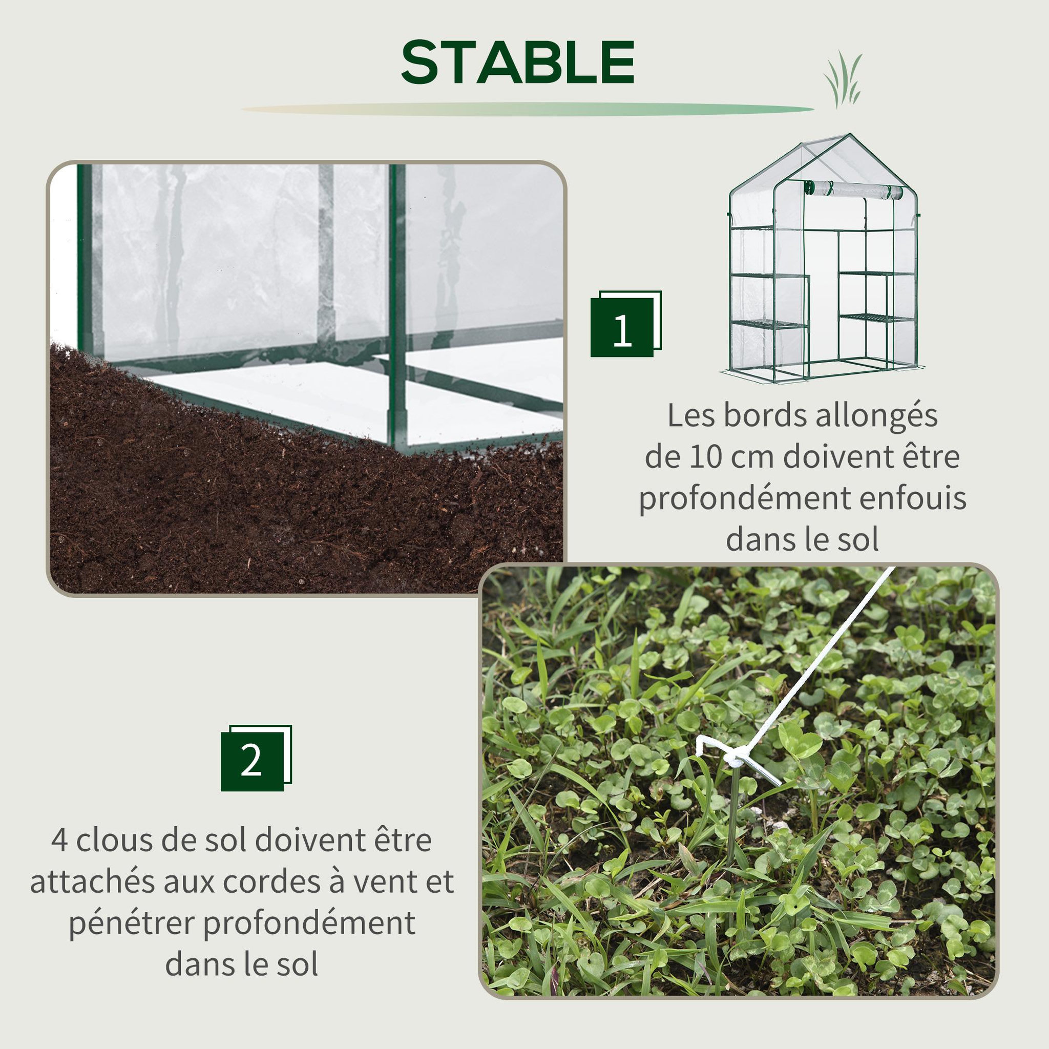 Voir la diapositive 6 : OUTSUNNY Serre de jardin 6 étagères - dim. 142l x 73l x 195h cm - porte - acier thermolaqué pvc haute densité anti-uv - transparent vert