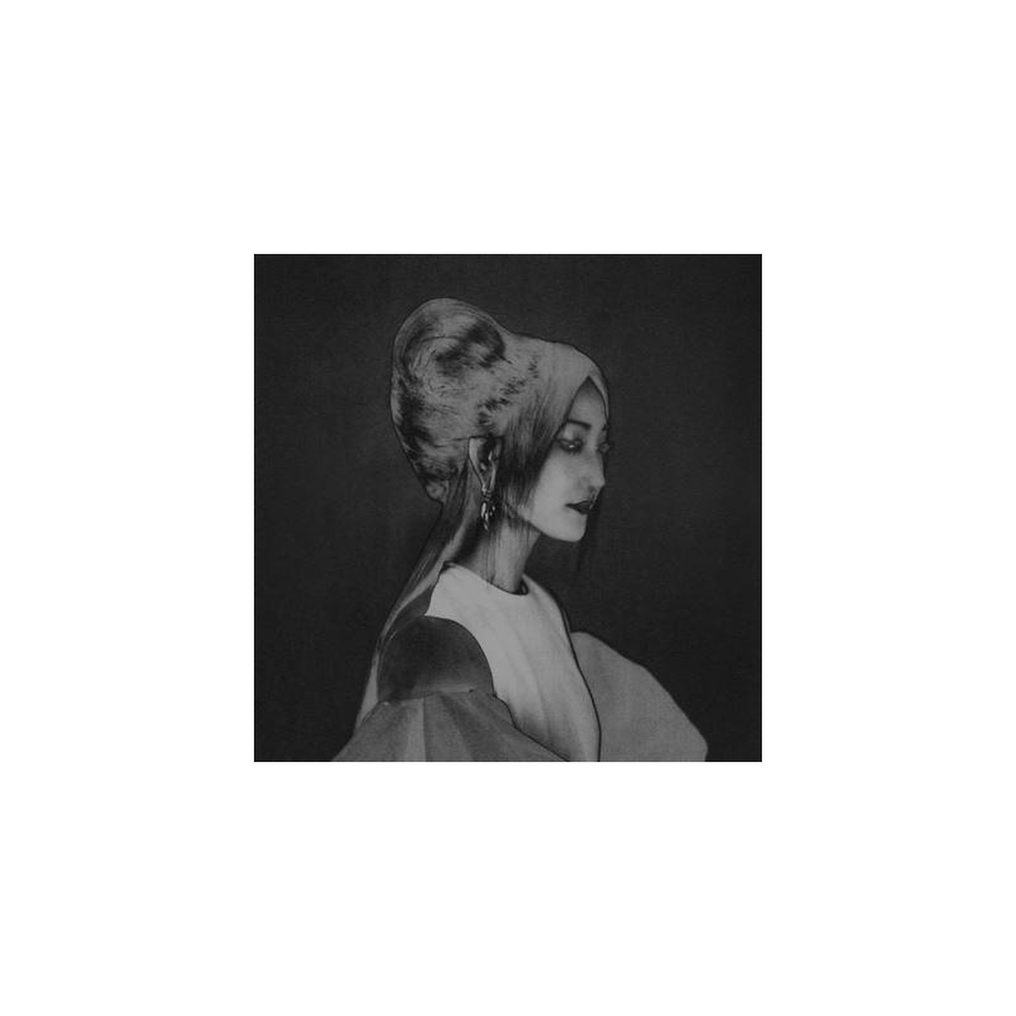 Impression art noir et blanc portrait femme profil de côté sans marque