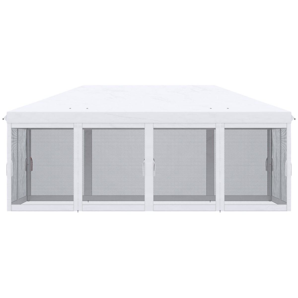 OUTSUNNY Tonnelle barnum pliant style colonial dim. 5,85L x 2,95l x 2,7H m 6 moustiquaires sac de transport blanc noir