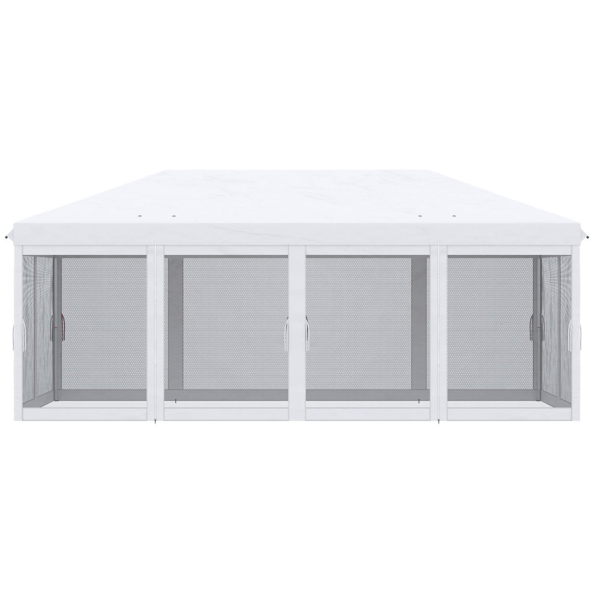 OUTSUNNY Tonnelle barnum pliant style colonial dim. 5,85L x 2,95l x 2,7H m 6 moustiquaires sac de transport blanc noir