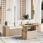 VIDAXL Salon de jardin avec coussins 5 pcs beige resine tressee