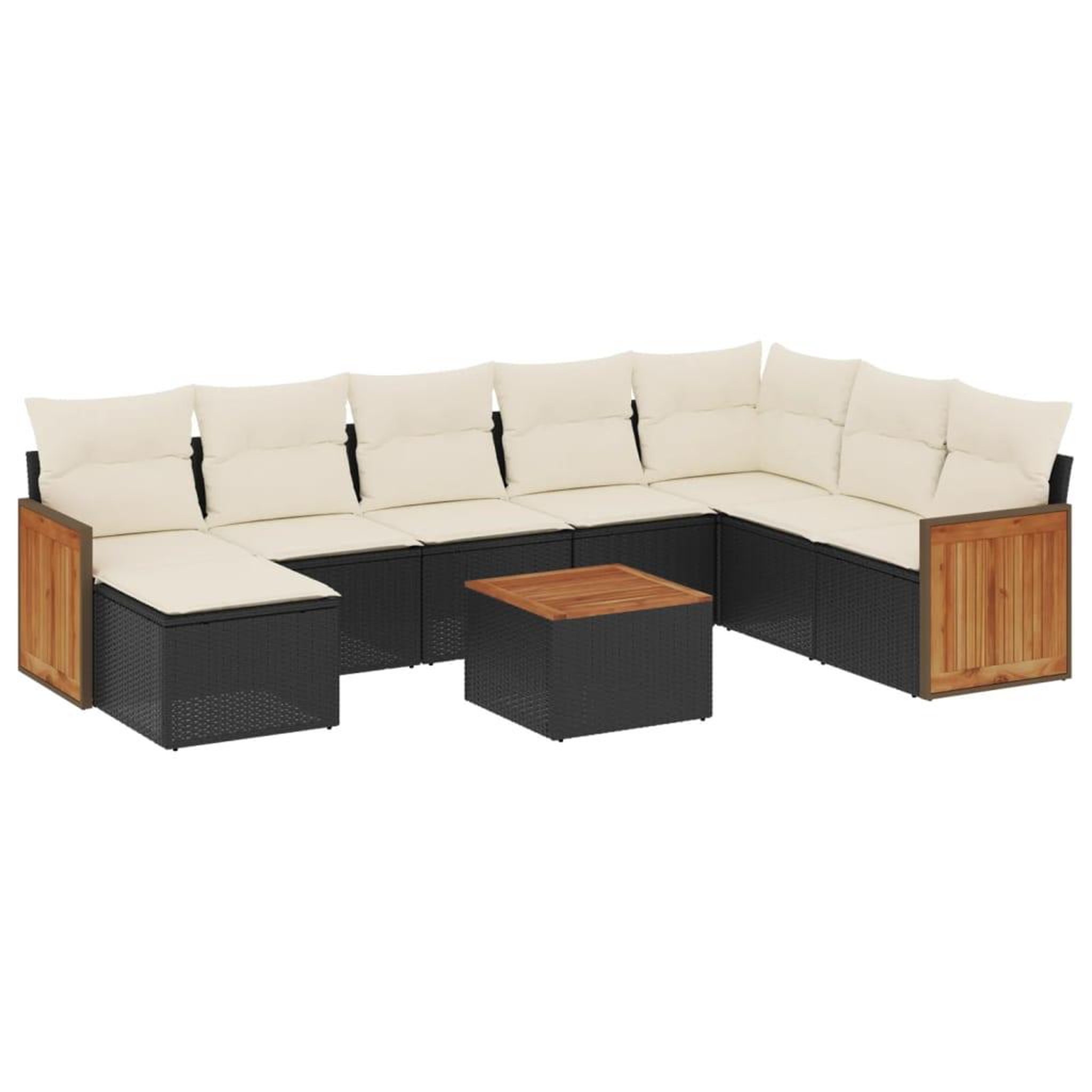 Voir la diapositive 2 : VIDAXL Salon de jardin 9 pcs avec coussins noir resine tressee