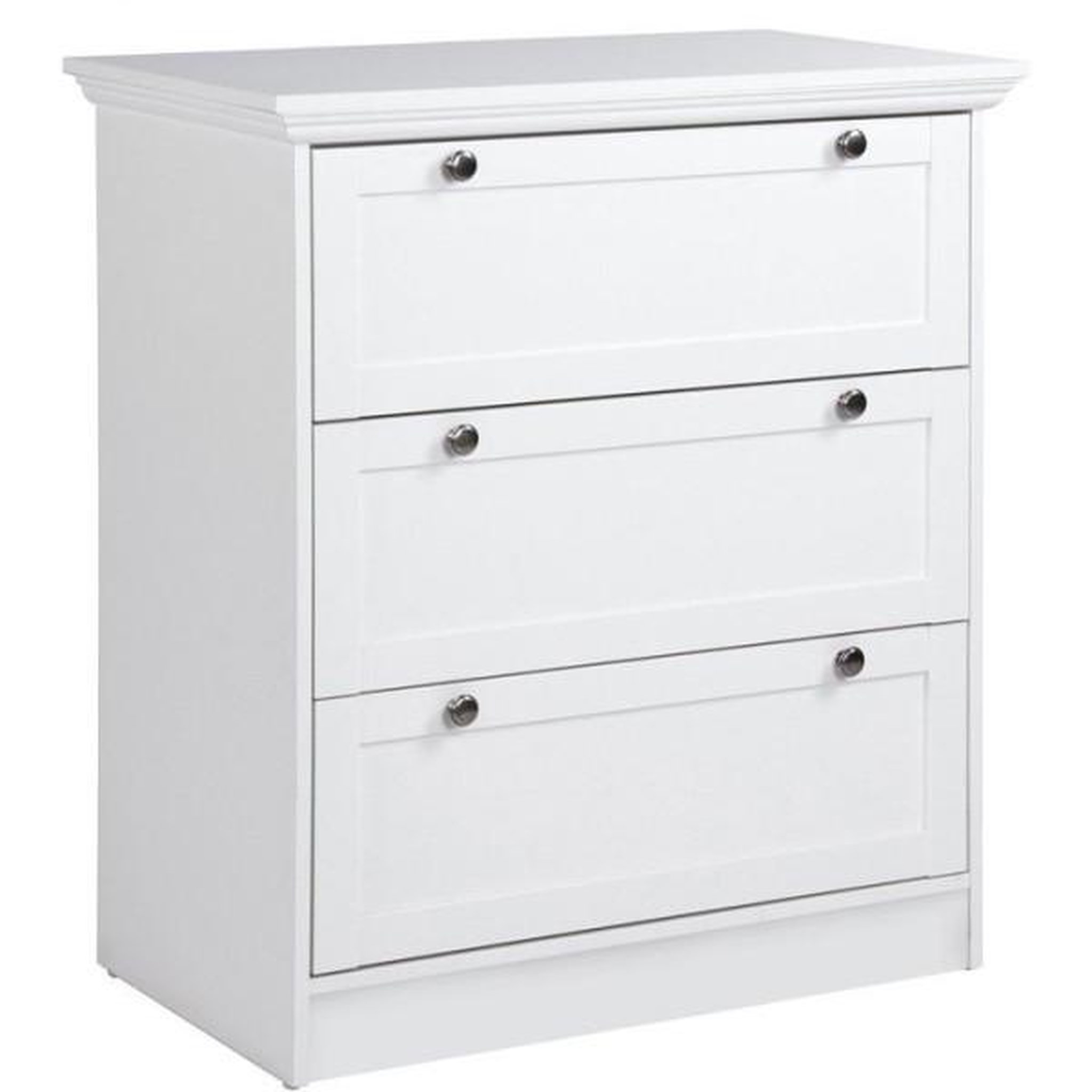 MARKET24 Commode LANDWOOD 3 Tiroirs - Décor blanc - Style campagne - L80 x P45 x H90 cm
