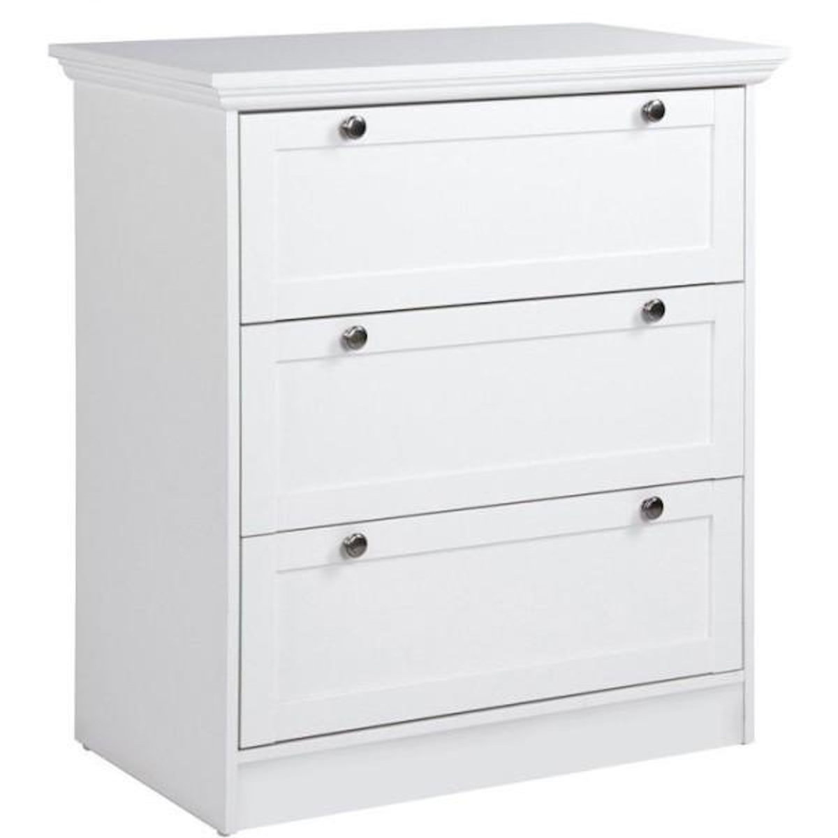 MARKET24 Commode LANDWOOD 3 Tiroirs - Décor blanc - Style campagne - L80 x P45 x H90 cm