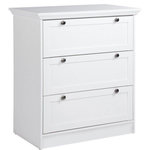 MARKET24 Commode LANDWOOD 3 Tiroirs - Décor blanc - Style campagne - L80 x P45 x H90 cm
