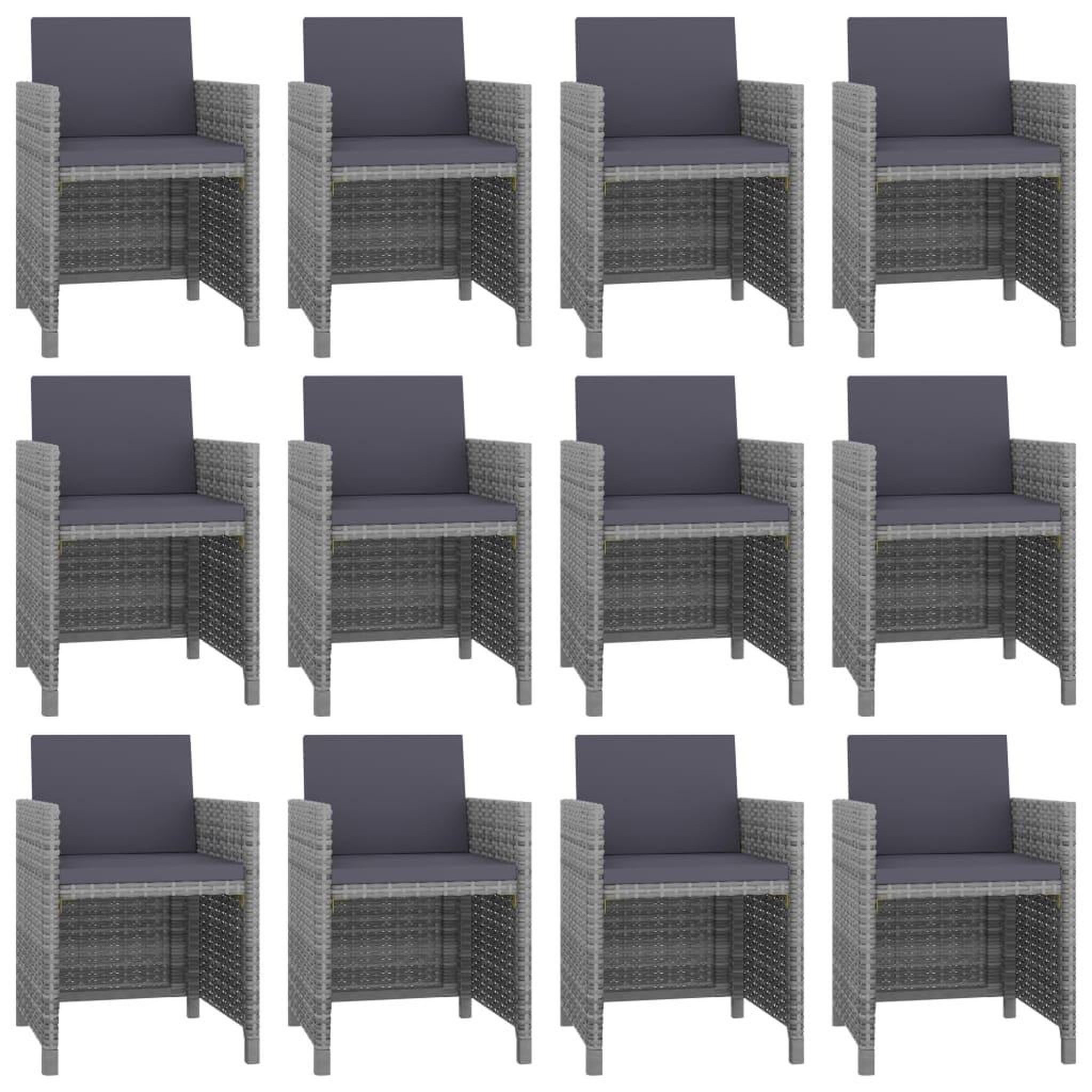 Voir la diapositive 2 : VIDAXL Ensemble a manger d'exterieur 13 pcs coussins rotin anthracite