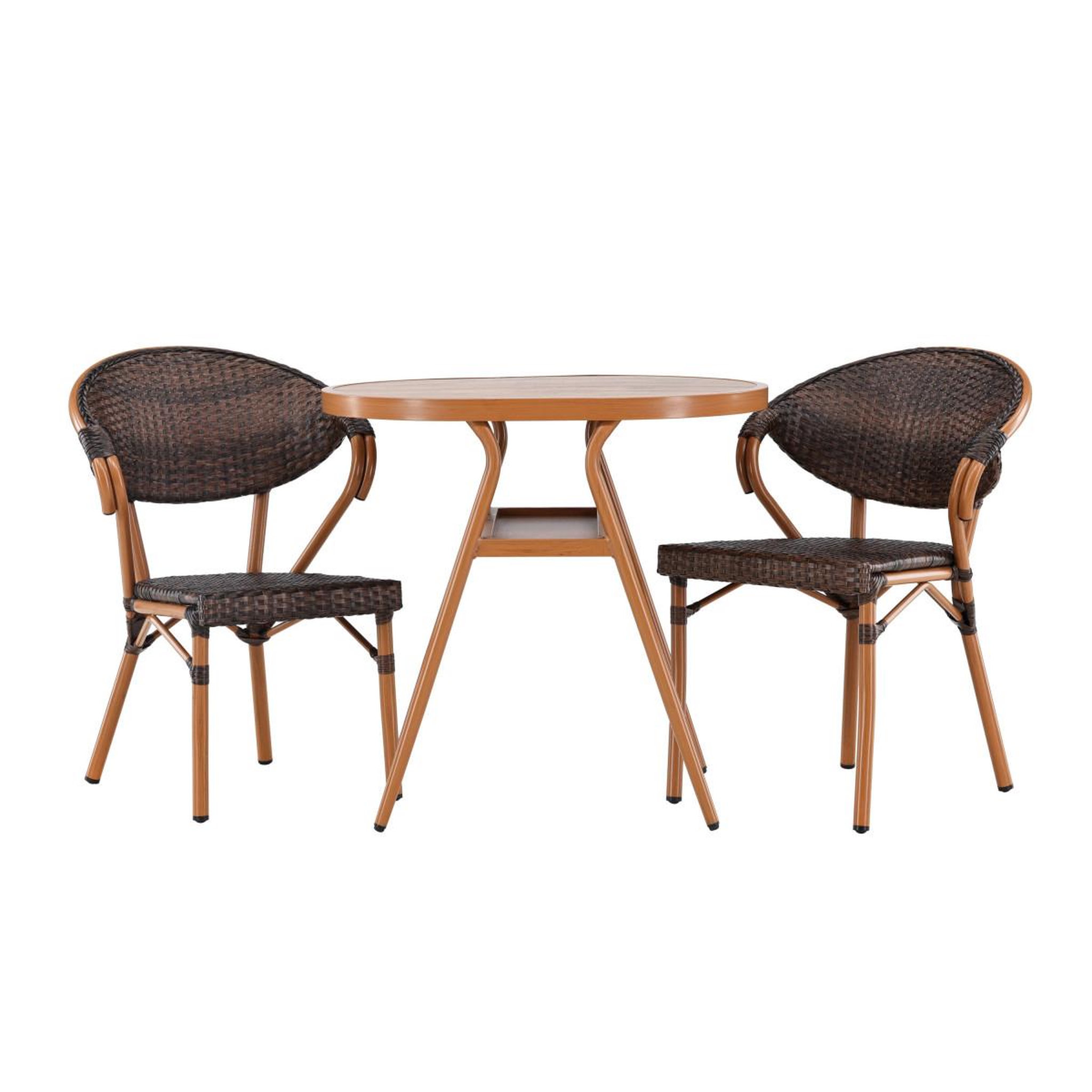 Voir la diapositive 2 : Paris Prix Ensemble table de jardin & 2 chaises  abrantes  80cm marron