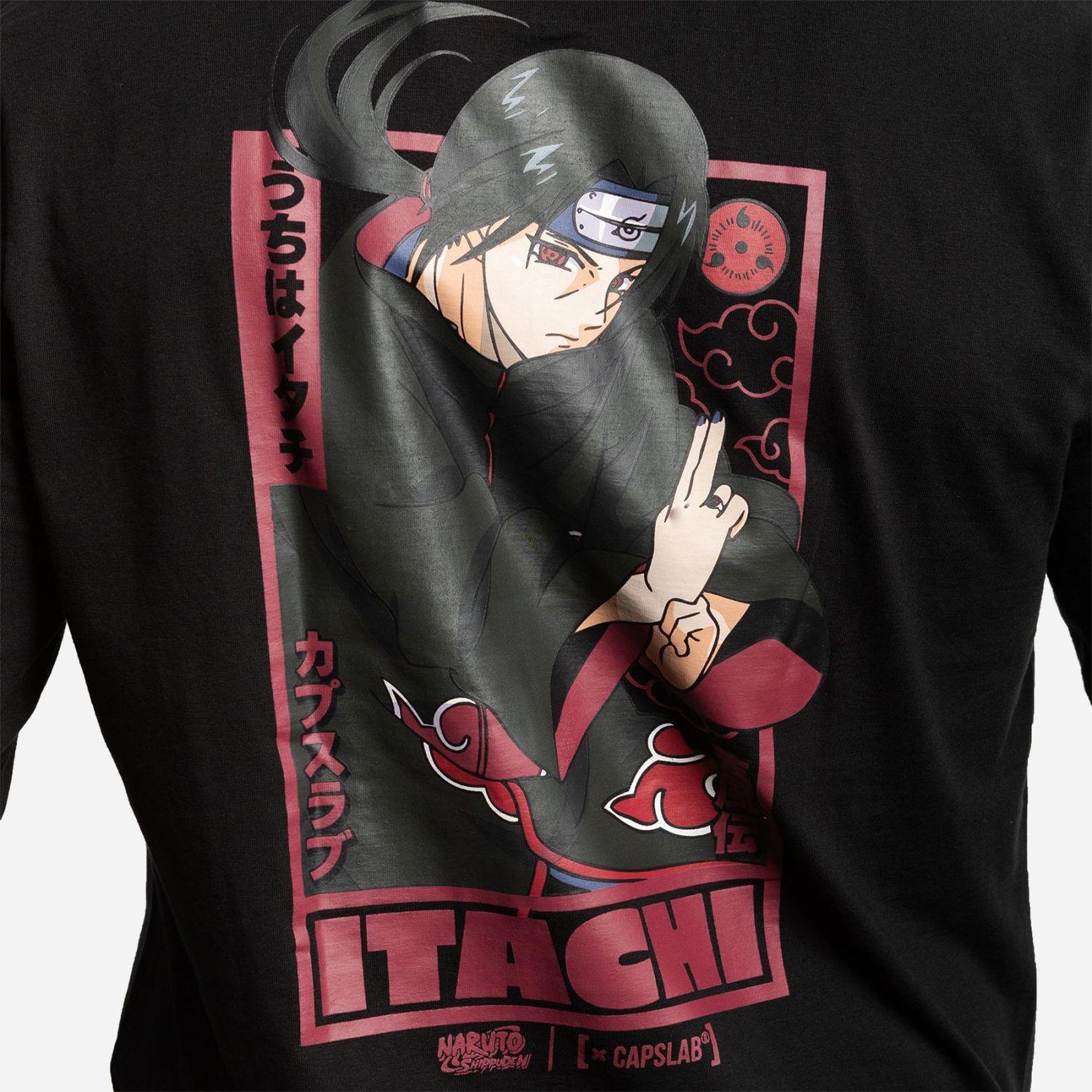 Voir la diapositive 2 : CAPSLAB T-shirt homme manches longues avec print naruto shippuden itachi