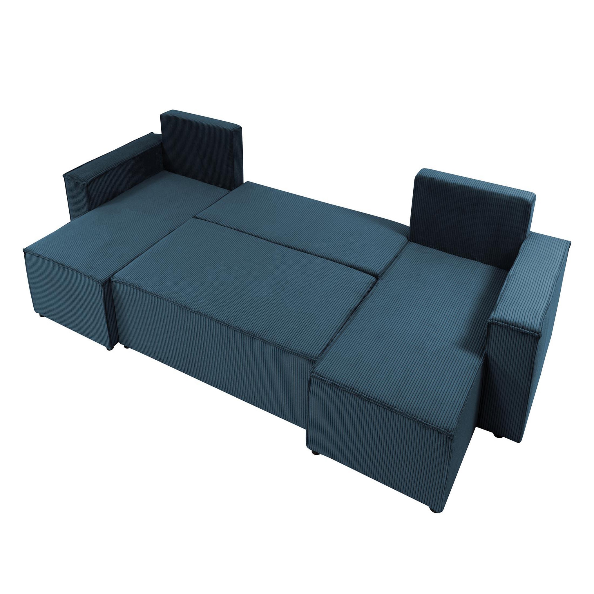 Voir la diapositive 2 : BEST MOBILIER Cezanne - canapé panoramique en u - 7 places - convertible avec coffre - en velours côtelé