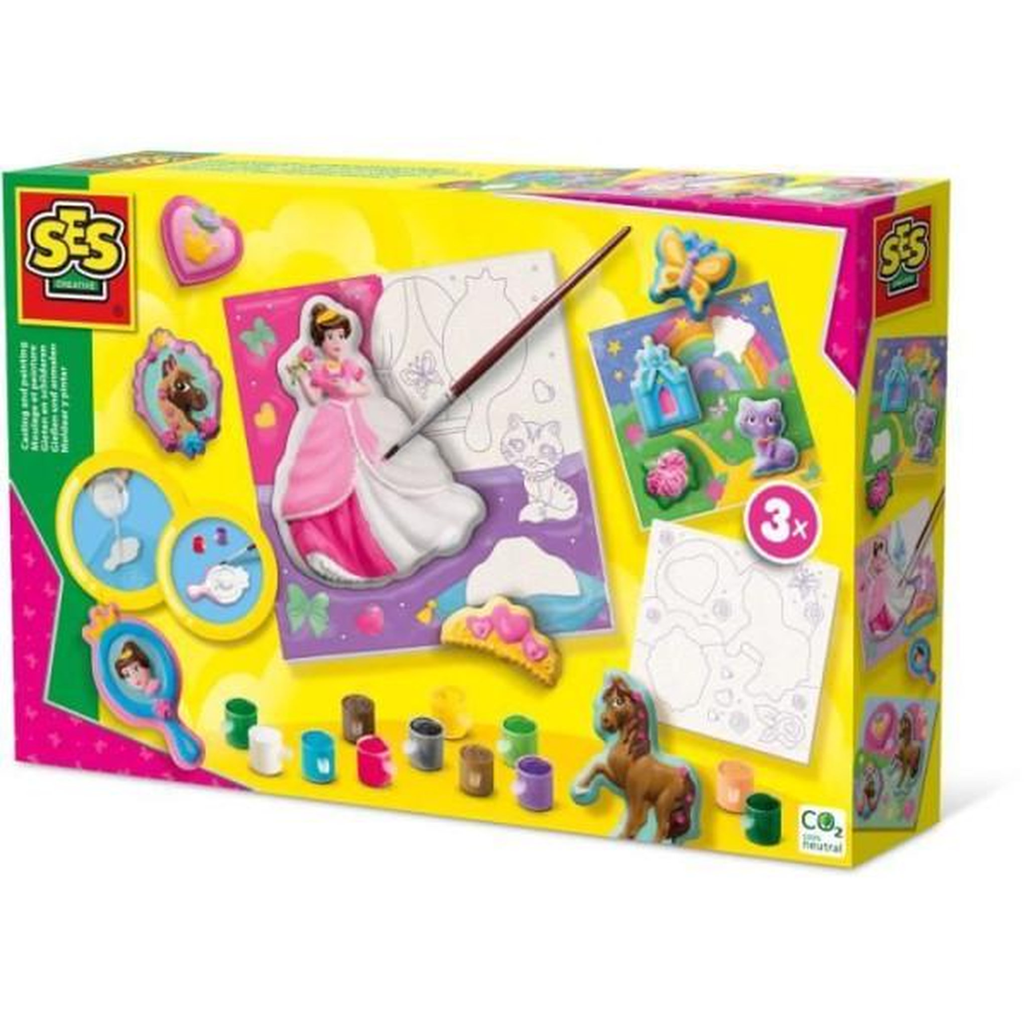 SES Creative Moulage et peinture - Toiles pour peindre des princesses 3x - Loisirs créatifs - SES CREATIVE - Réaliser 3 peintures de prince