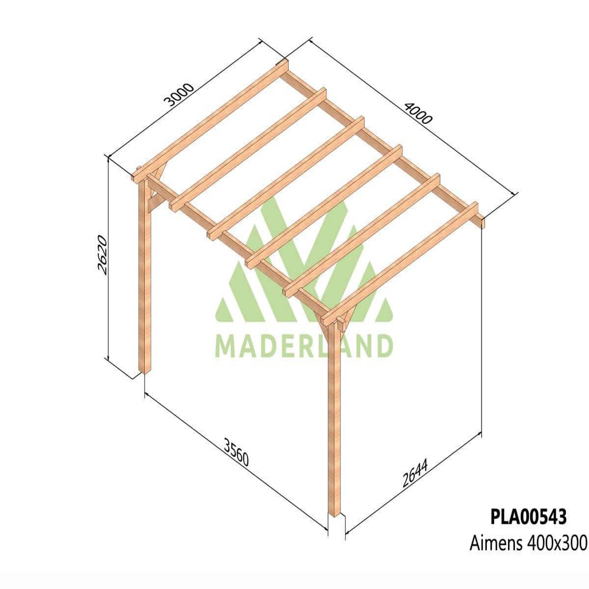Voir la diapositive 2 : JARDIDECO Pergola adossée en lamellé-collé amiens 400 x 300 cm - maderland