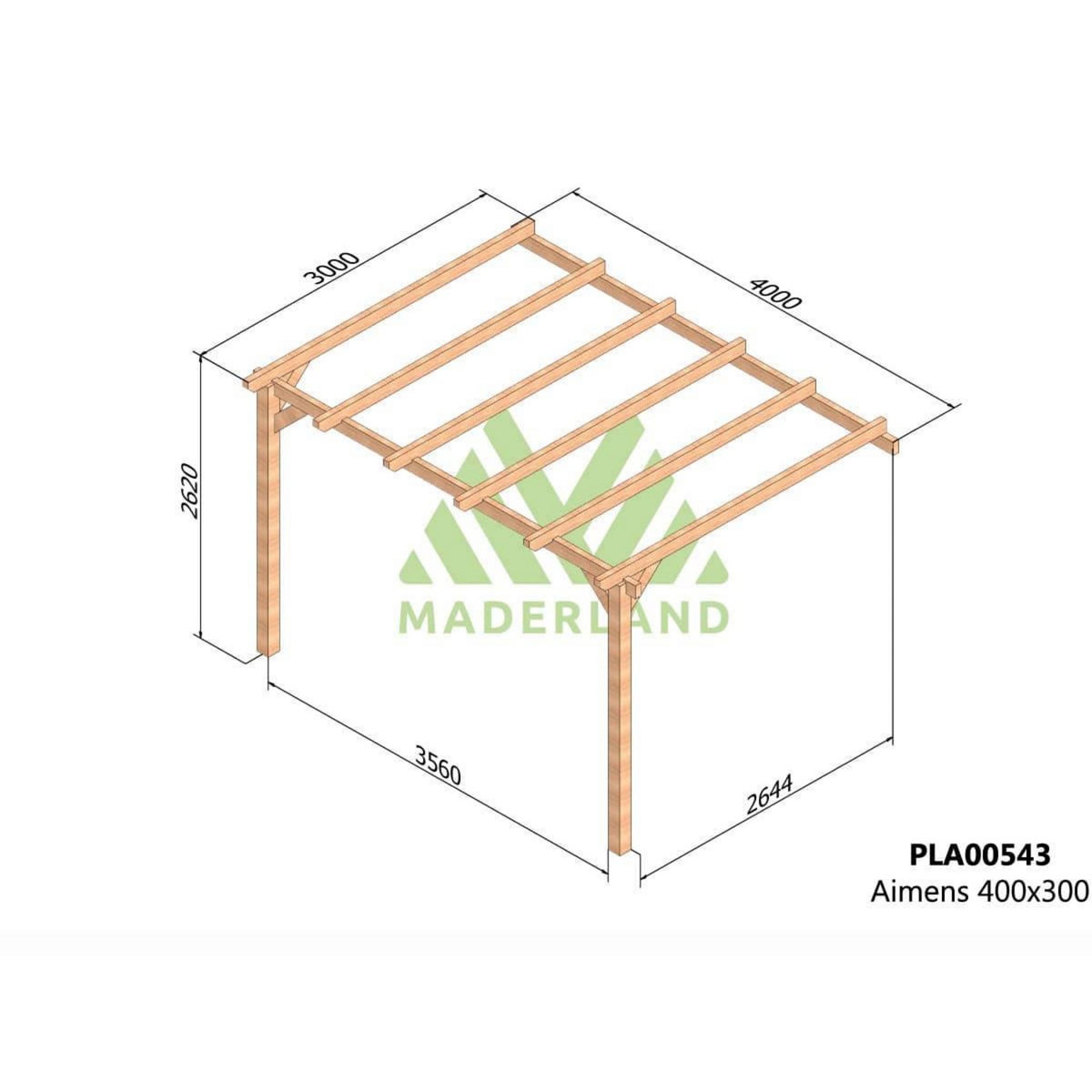 JARDIDECO Pergola adossée en lamellé-collée Amiens 400 x 300 cm - Mardeland
