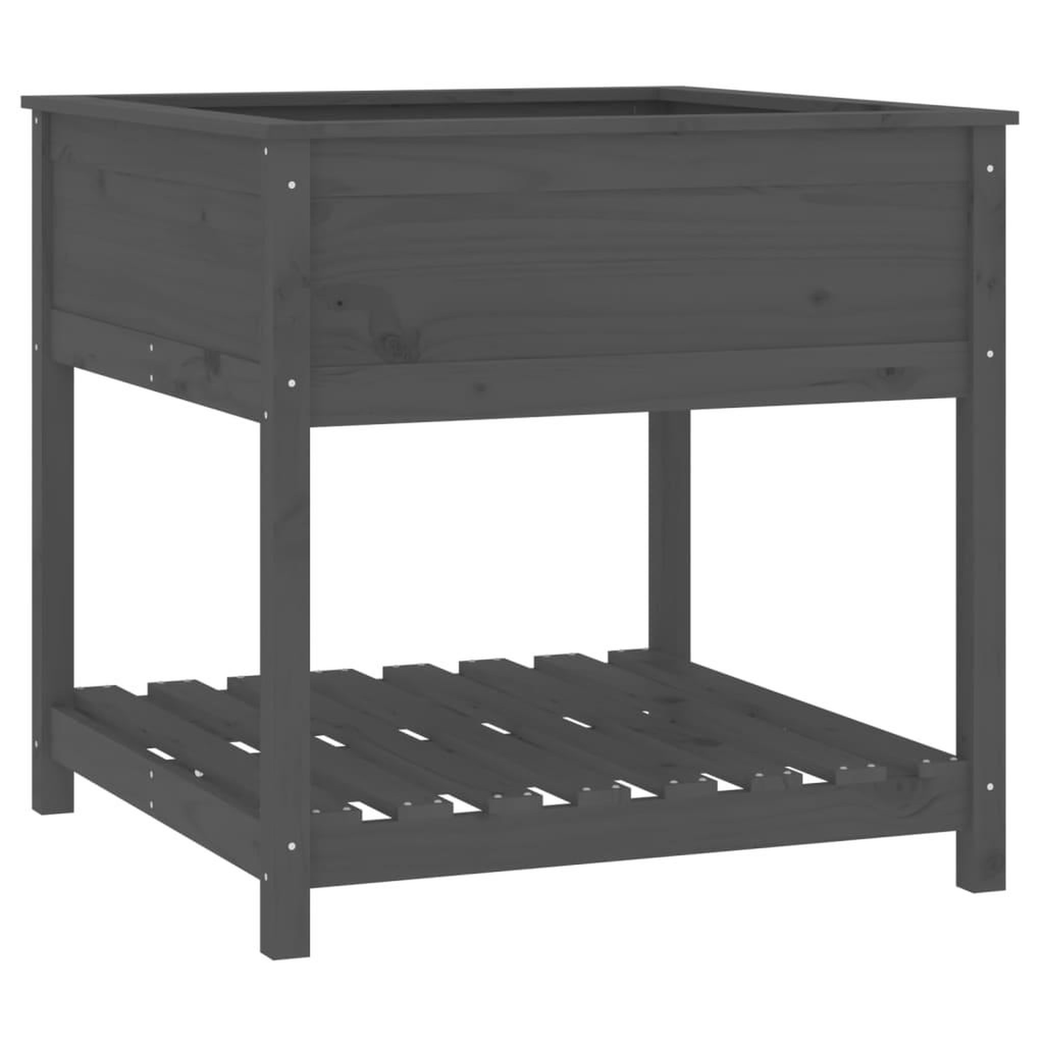 Voir la diapositive 2 : VIDAXL Jardiniere avec etagere Gris 82,5x82,5x81 cm Bois massif de pin
