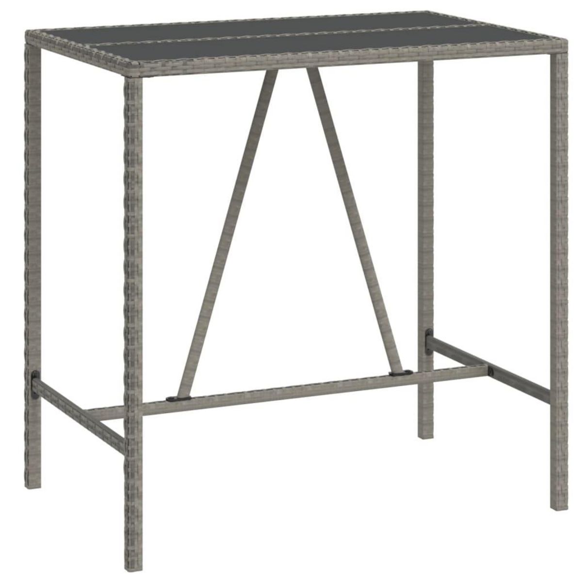 VIDAXL Table de bar et dessus en verre gris 110x70x110 cm poly rotin